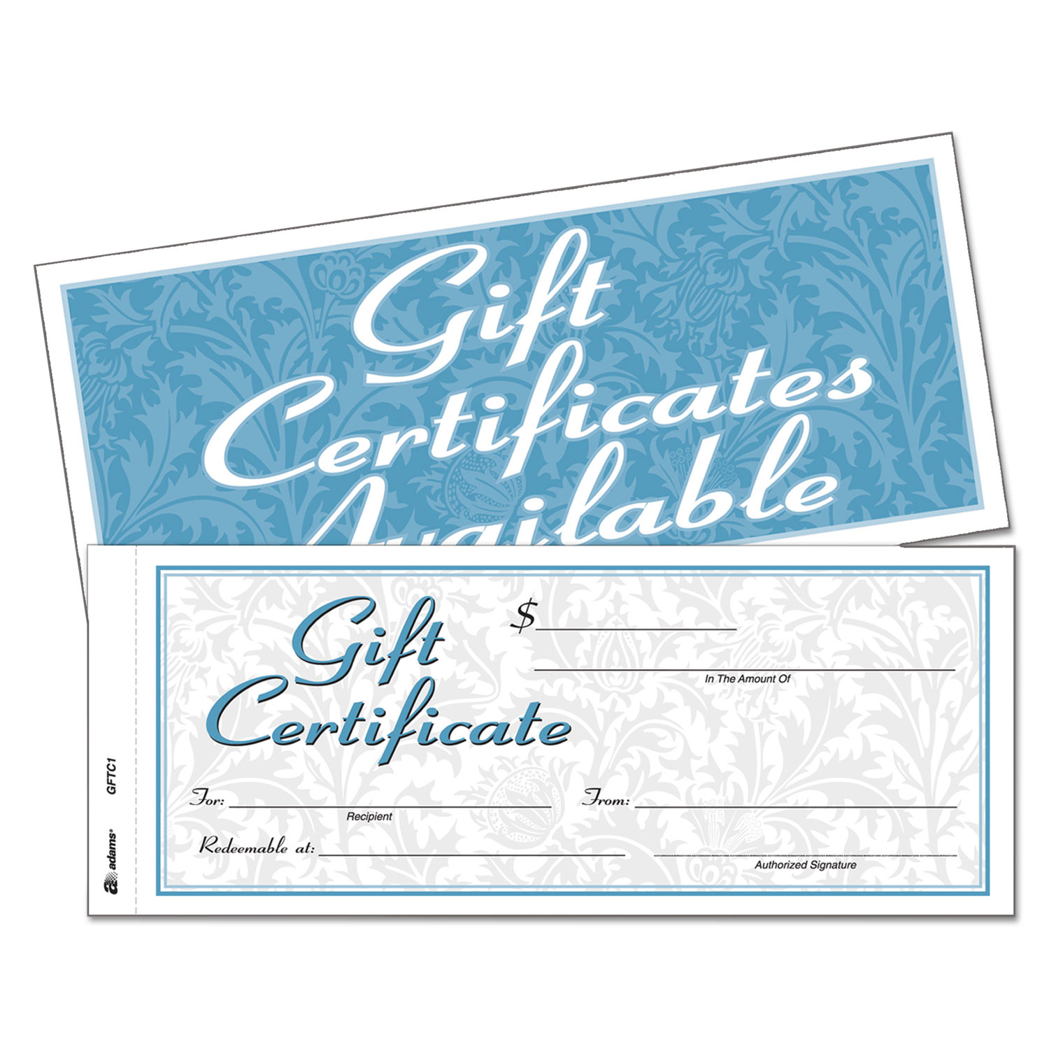  Adams GFTC1 Gift Certificates w/Envelopes, 8 x 3 2/5, White/Canary, 25/Book (ABFGFTC1) 