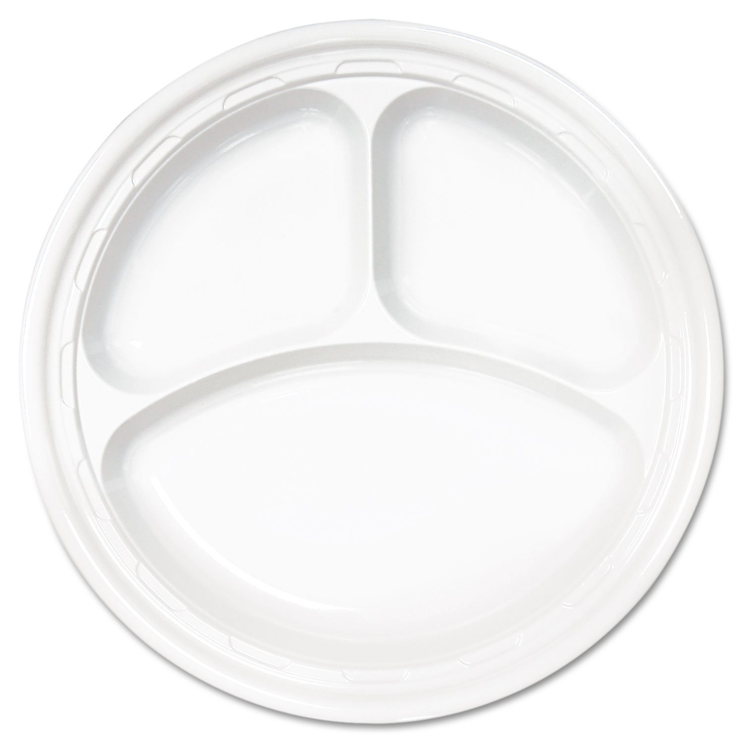  Dart 10CPWF Famous Service Plastic Dinnerware, Plate, 3-Comp, 10 1/4 dia, White, 500/Carton (DCC10CPWF) 