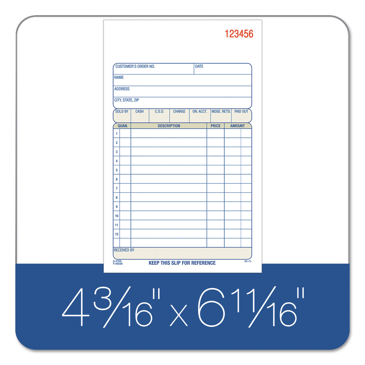 Sales/Order Book, Three-Part Carbonless, 4.19 x 6.69, 50 Forms Total -  mastersupplyonline