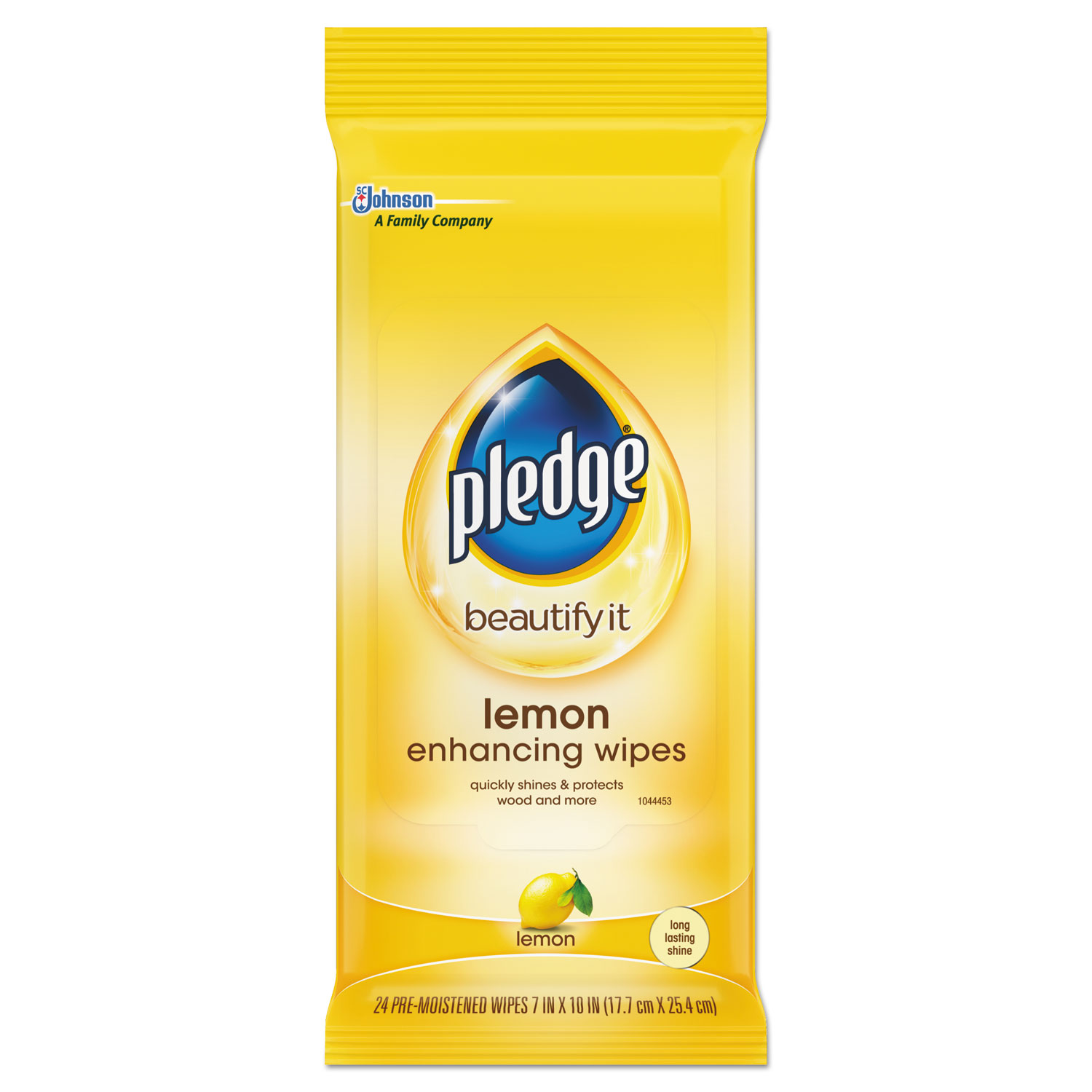  Pledge 319250 Lemon Scent Wet Wipes, Cloth, 7 x 10, White, 24/Pack, 12 Packs/Carton (SJN319250) 
