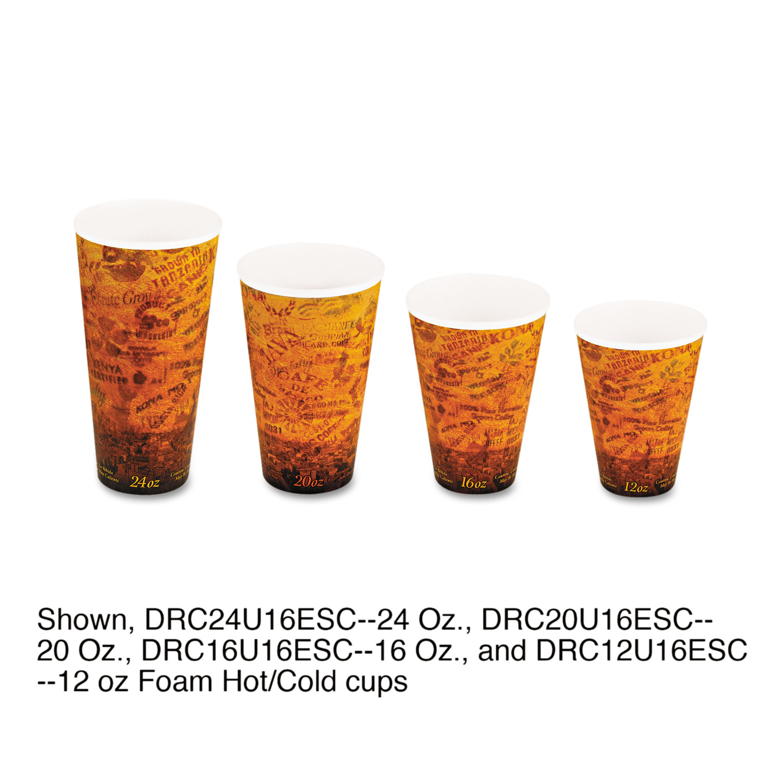  Dart 16U16ESC Foam Hot/Cold Cups, 16oz, Brown/Black, 1000/Carton (DCC16U16ESC) 