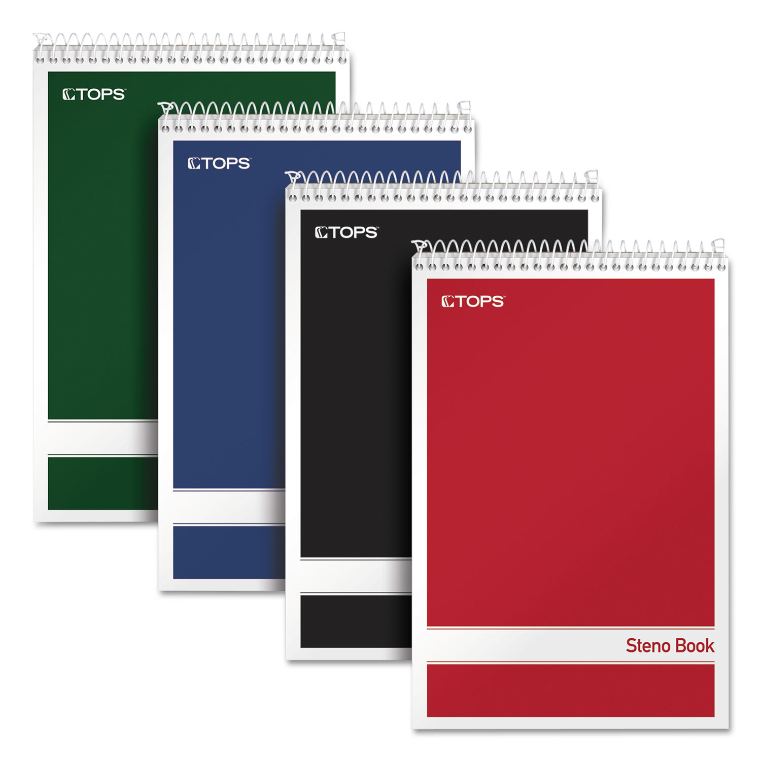  TOPS 80220 Steno Book, Gregg Rule, Assorted Covers, 6 x 9, 80 White Sheets, 4/Pack (TOP80220) 