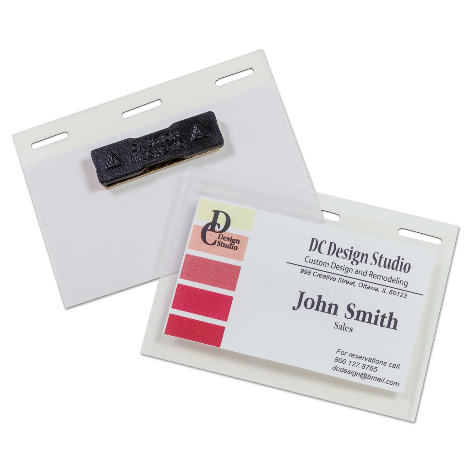  C-Line 92823 Self-Laminating Magnetic Style Name Badge Holder Kit, 2 x 3, Clear, 20/Box (CLI92823) 