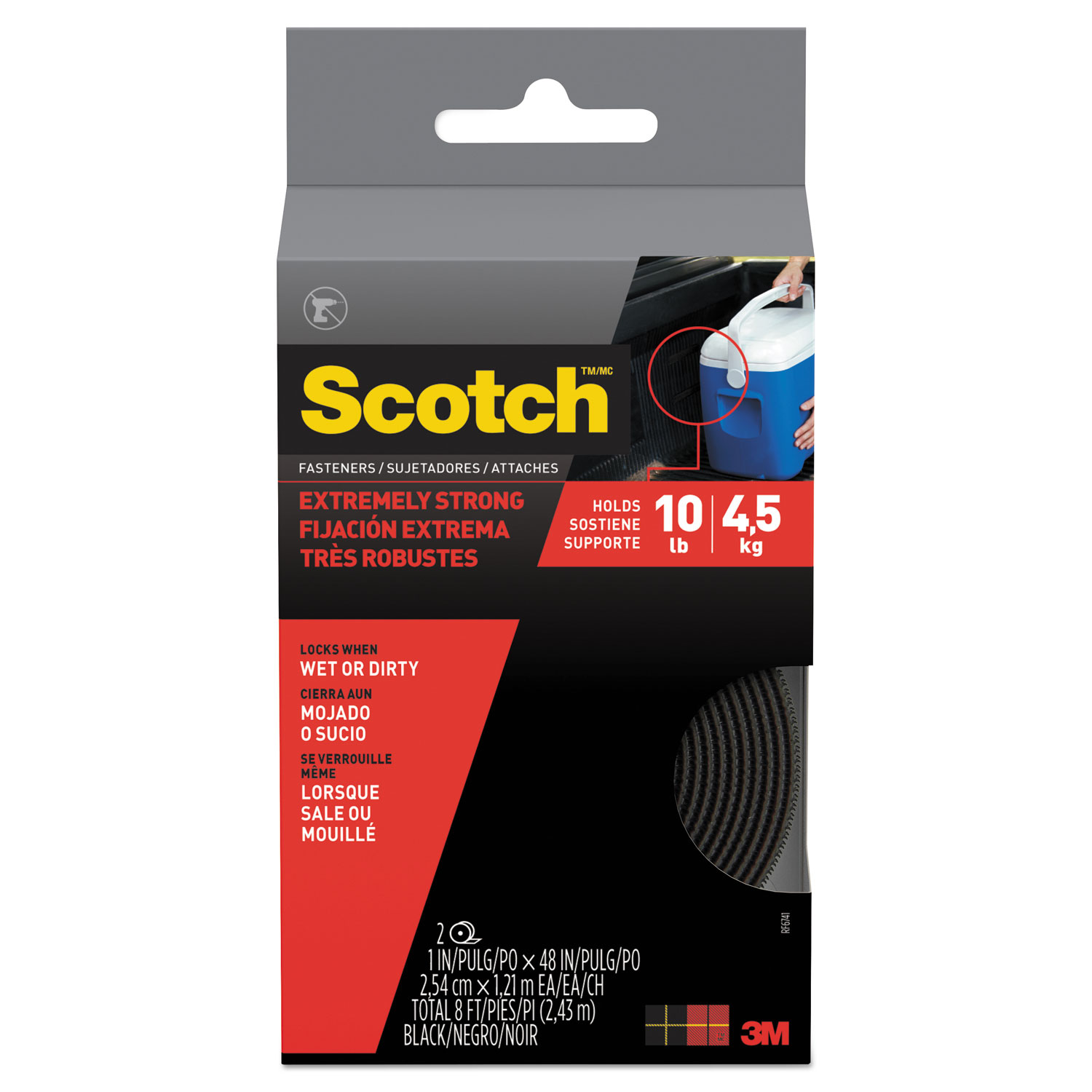  Scotch RF6741 Extreme Fasteners, 1 x 4 ft, Black (MMMRF6741) 