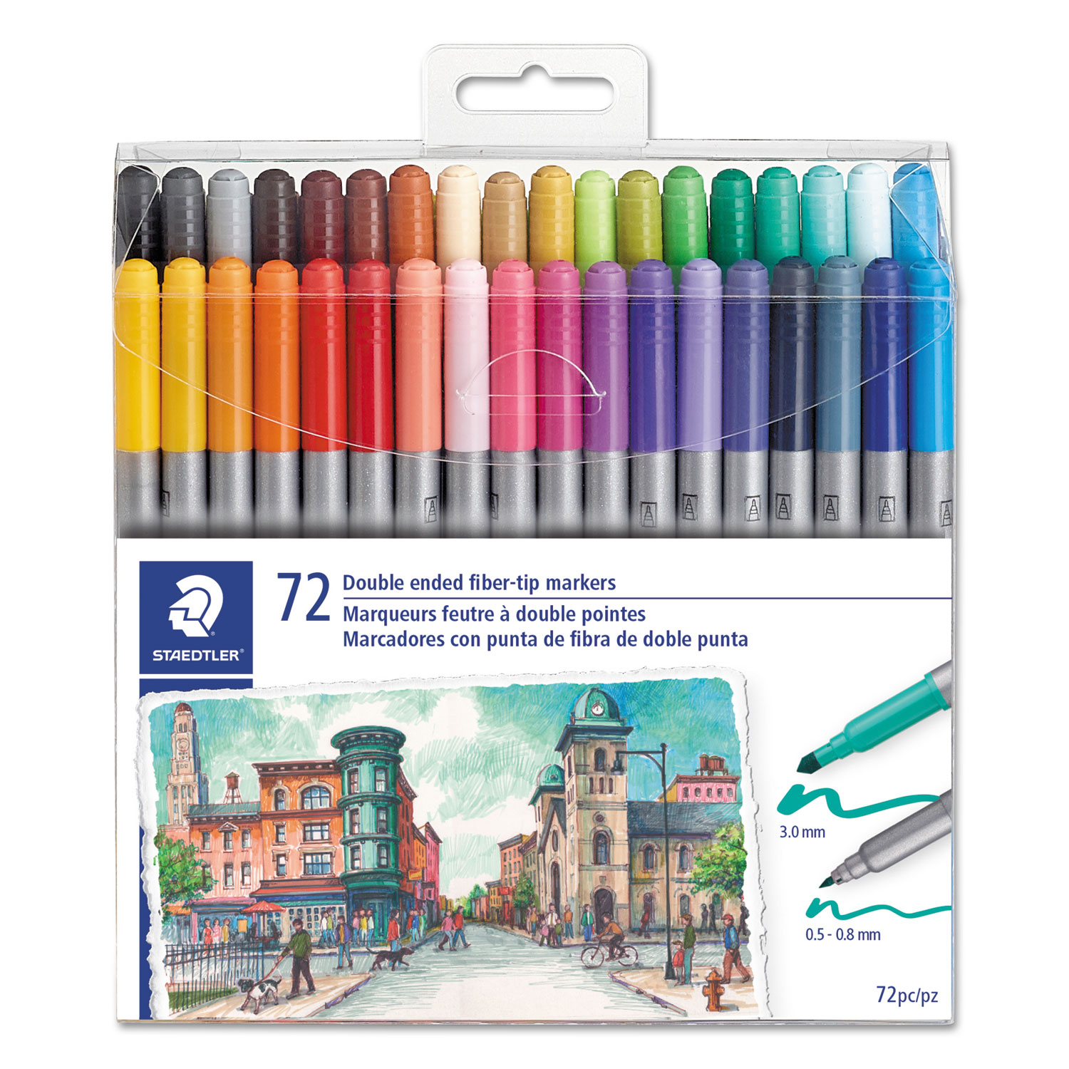  Staedtler 3200TB7202 Double Ended Markers, Assorted Bullet Tips, Assorted Colors, 72/Pack (STD3200TB7202) 
