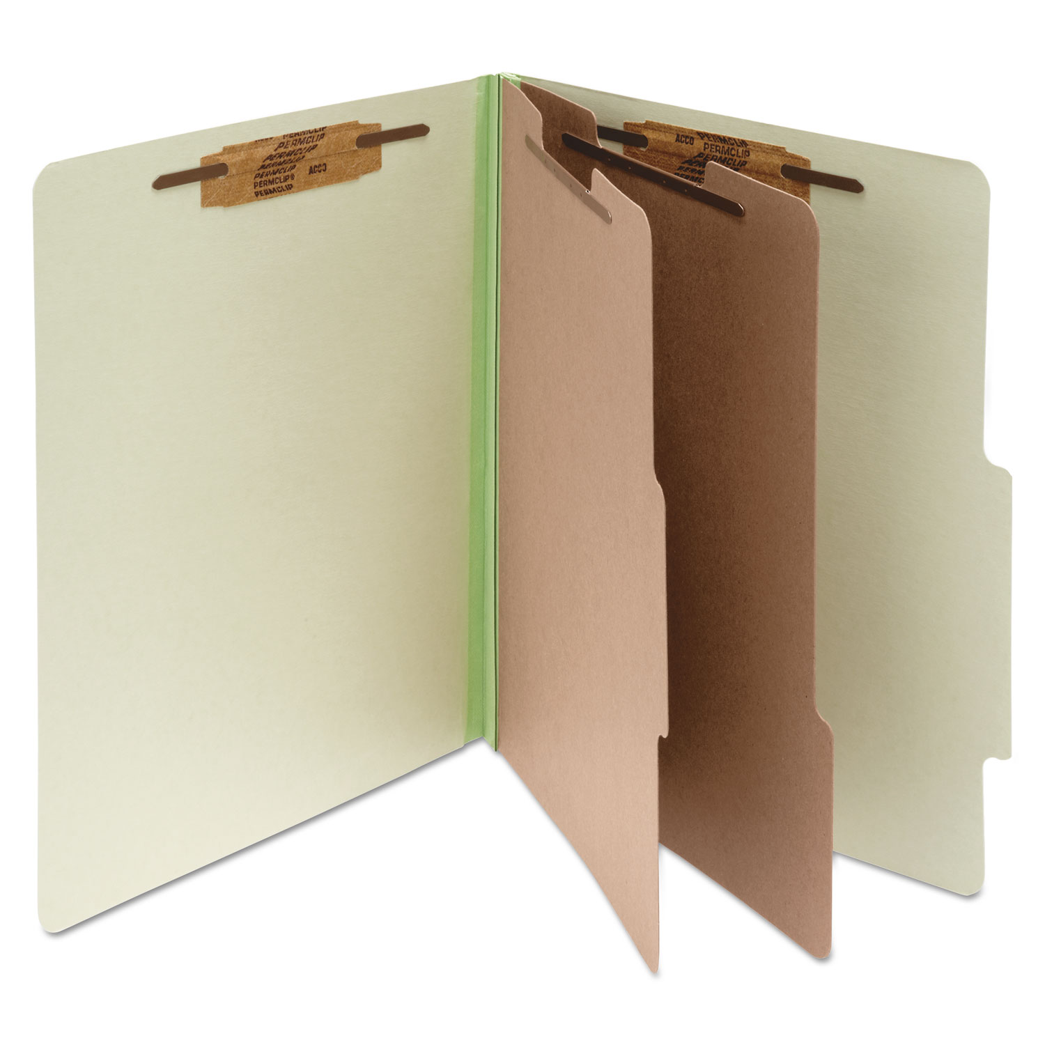  ACCO A7015046 Pressboard Classification Folders, 2 Dividers, Letter Size, Leaf Green, 10/Box (ACC15046) 