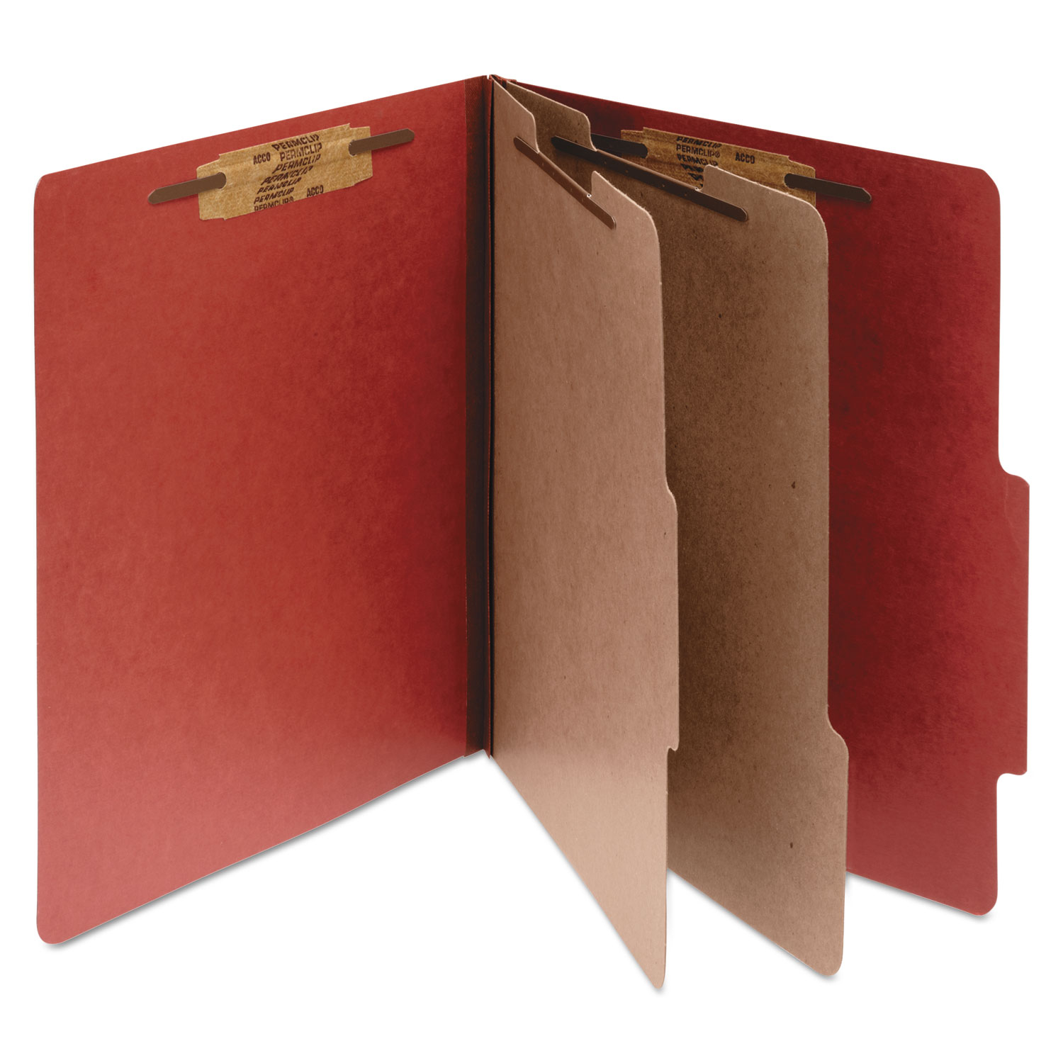  ACCO A7015036 Pressboard Classification Folders, 2 Dividers, Letter Size, Earth Red, 10/Box (ACC15036) 