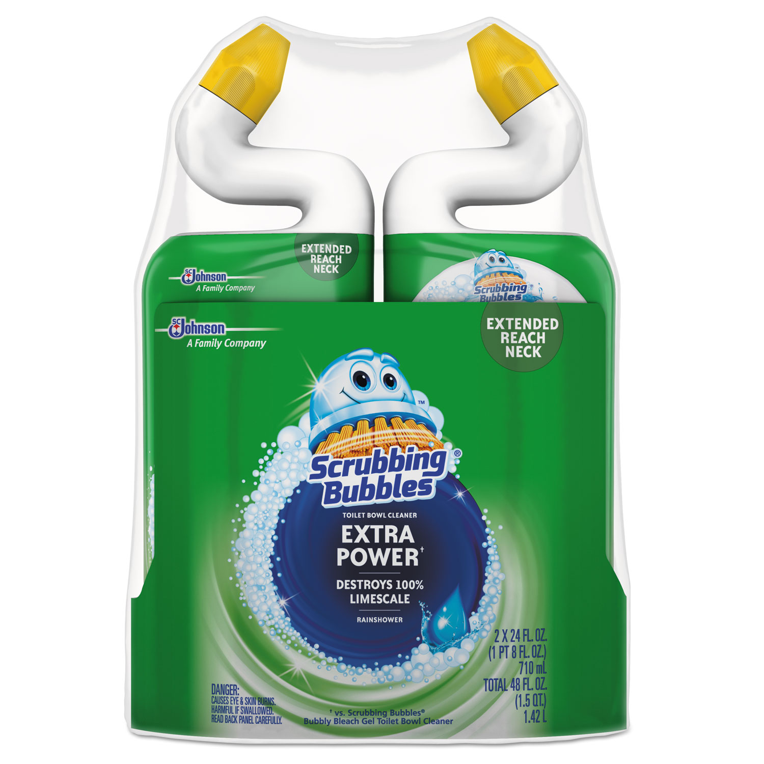  Scrubbing Bubbles 696208 Extra Power Toilet Bowl Cleaner, Rainshower, 24 oz Bottle, 2/PK, 6 Packs/Carton (SJN696208) 