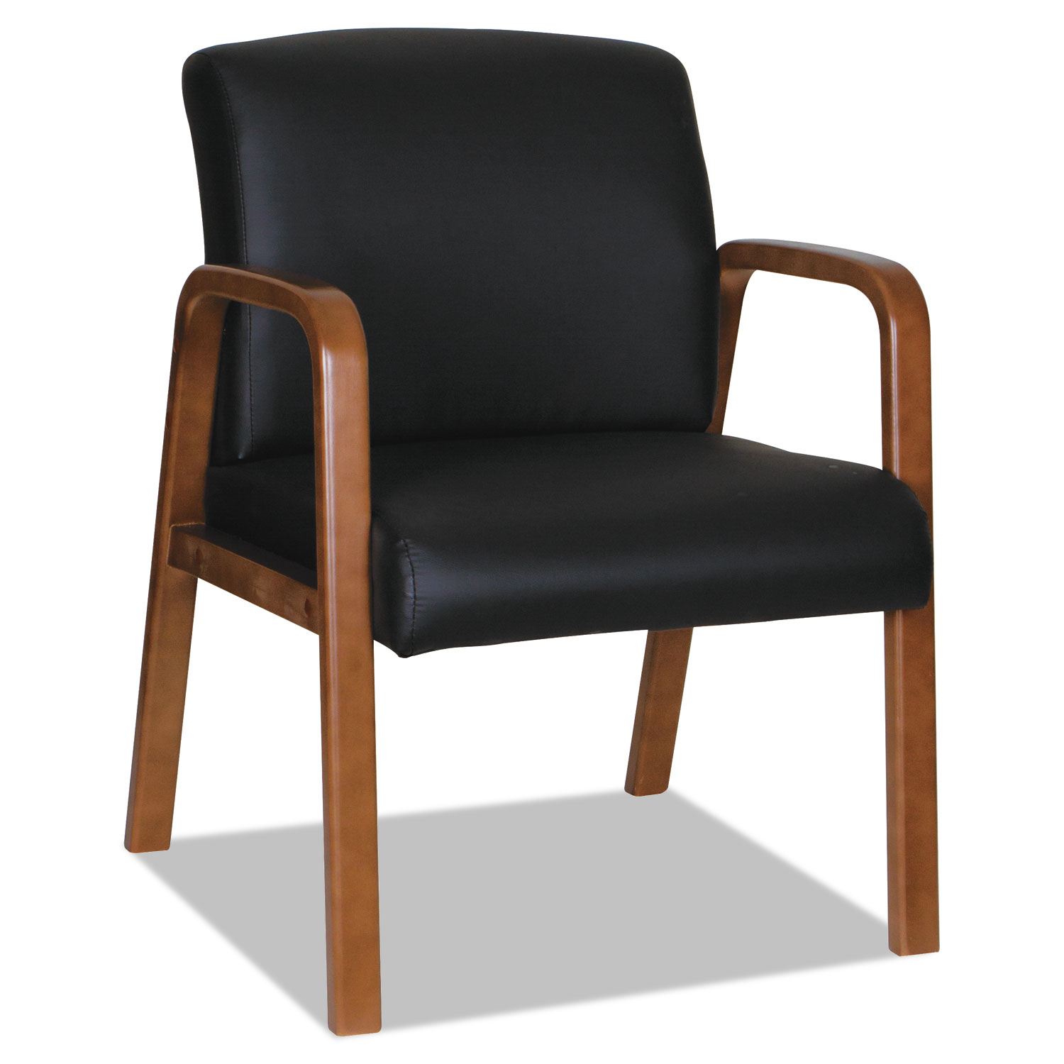  Alera ALERL4319W Alera Reception Lounge WL Series Guest Chair, 23.81'' x 25.37'' x 32.67'', Black Seat/Black Back, Walnut Base (ALERL4319W) 