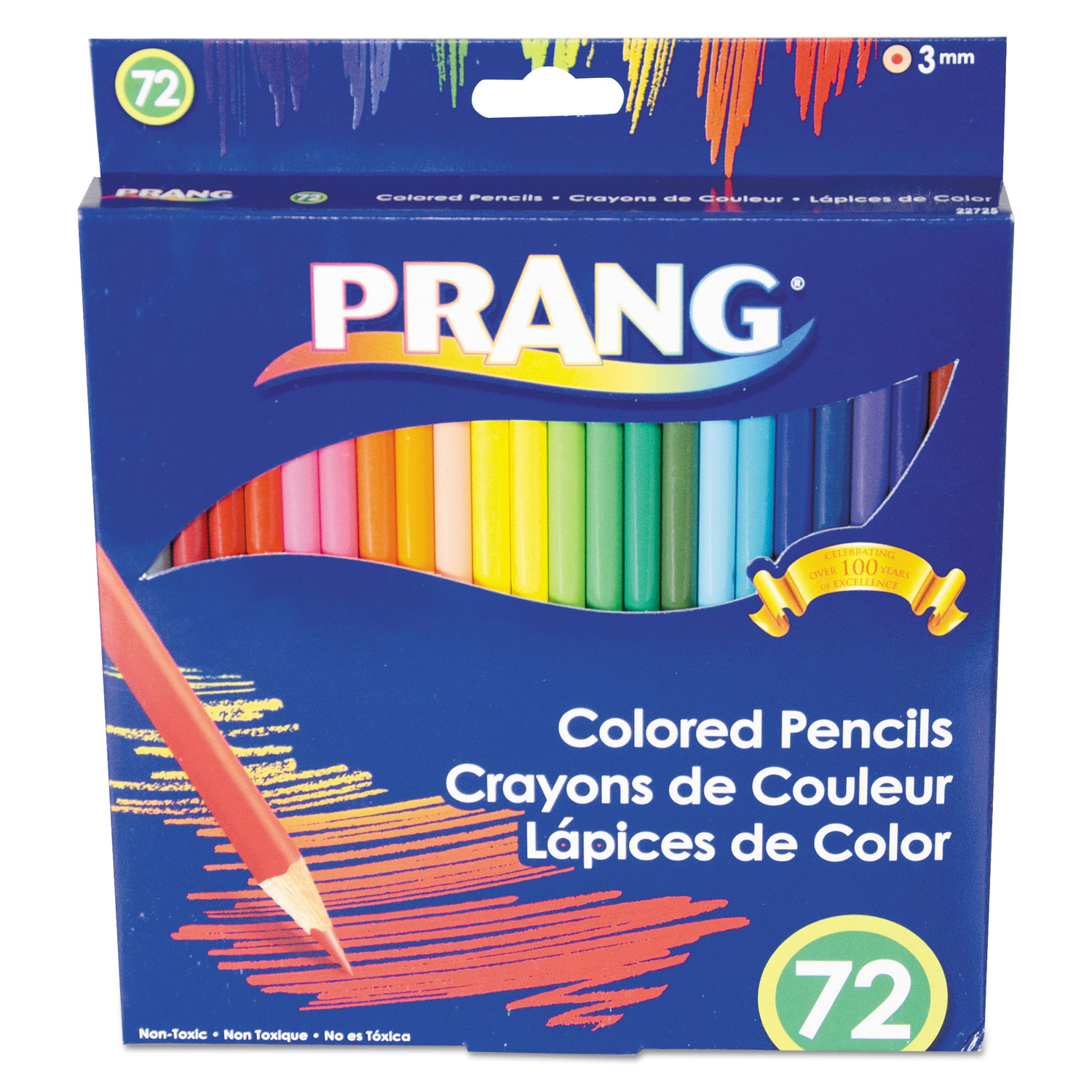  Prang 22725 Colored Pencil Sets, 3 mm, 2B (#1), Assorted Lead/Barrel Colors, 72/Pack (DIX22725) 