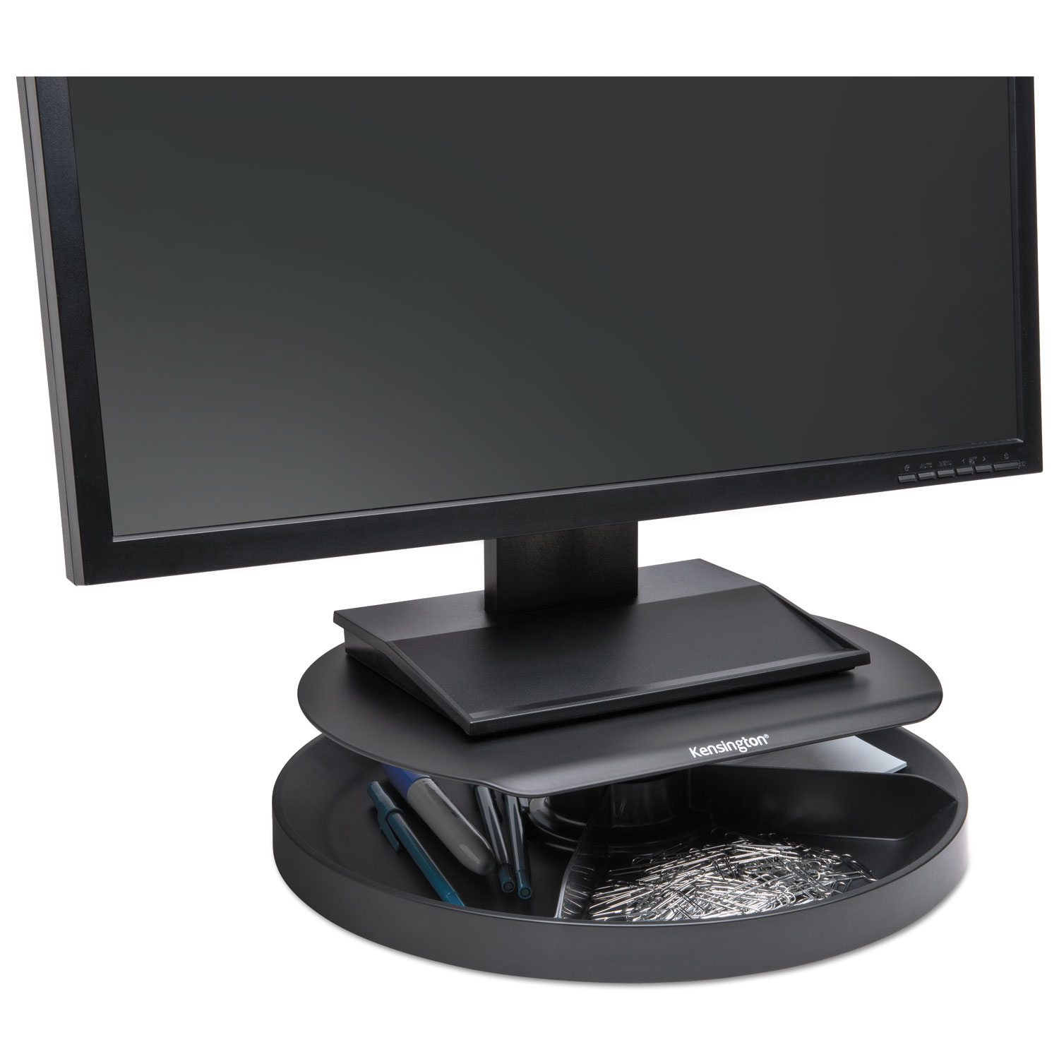  Kensington K52787WW Spin2 Monitor Stand with SmartFit, 12.6w x 12.6d x 3.5h, Black (KMW52787) 