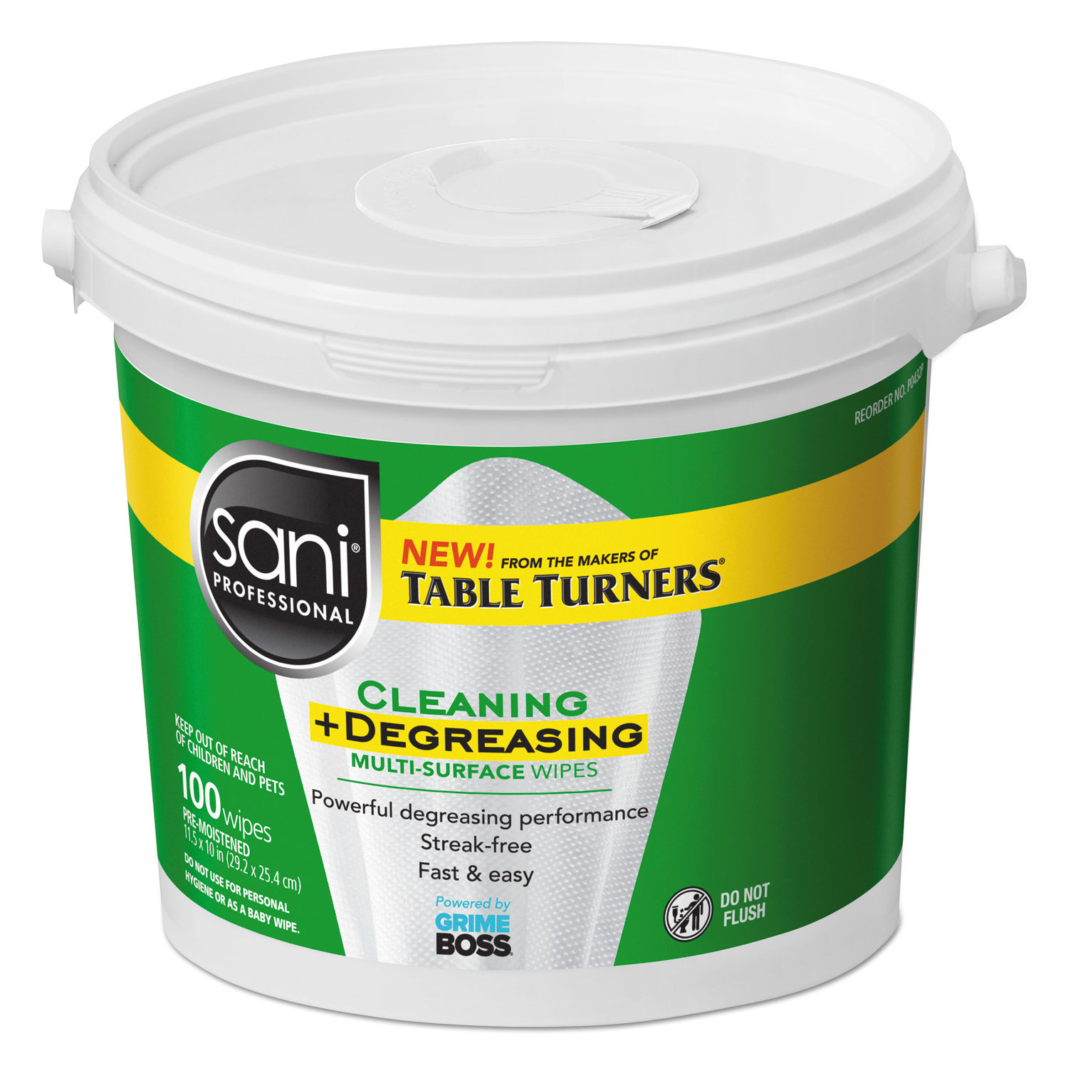  Sani Professional P0432P Multi-Surface Cleaning and Degreasing Wipes, 11 1/2 x 10, 100/Pail, 2 Pails/CT (NICP0432P) 