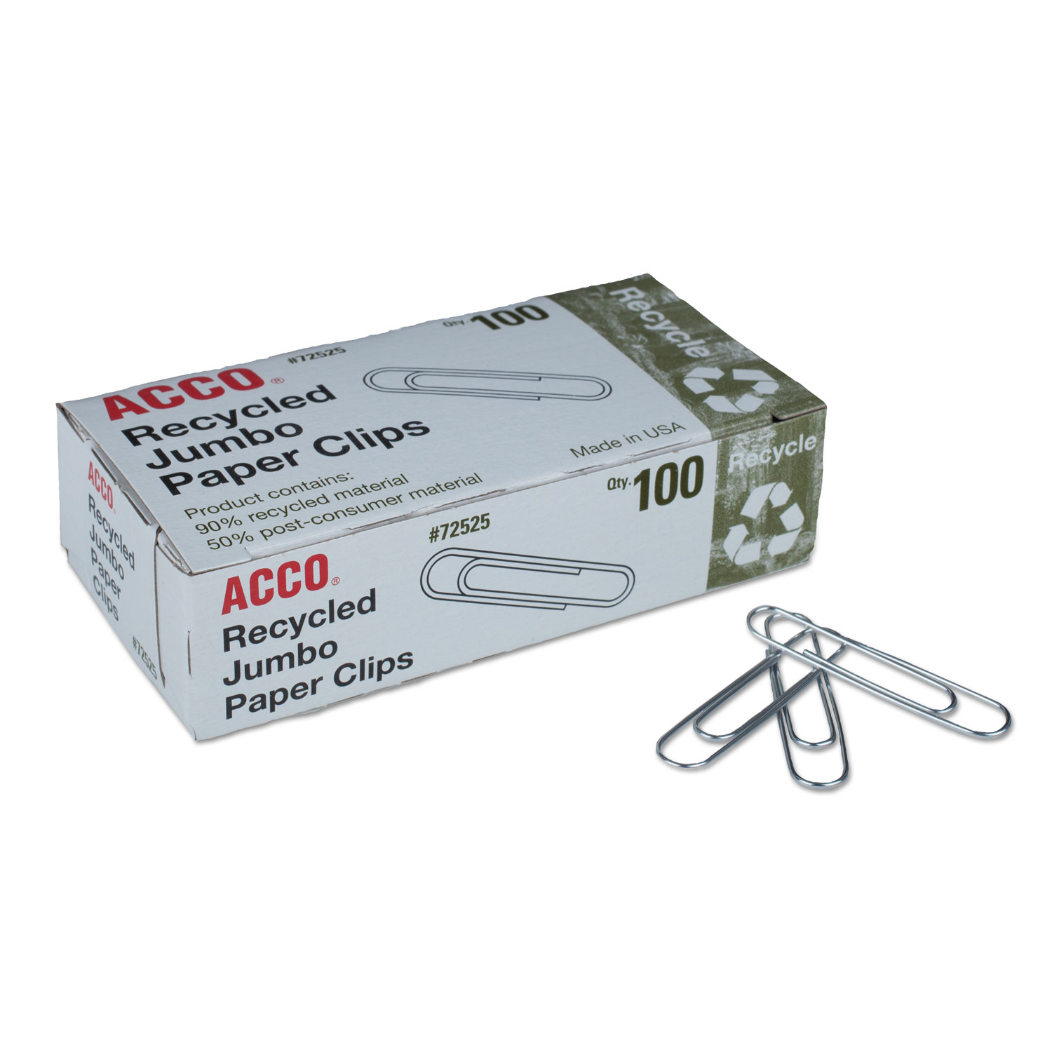 ACCO Smooth Standard Paper Clip, #3, Silver, 100/Box, 10 Boxes