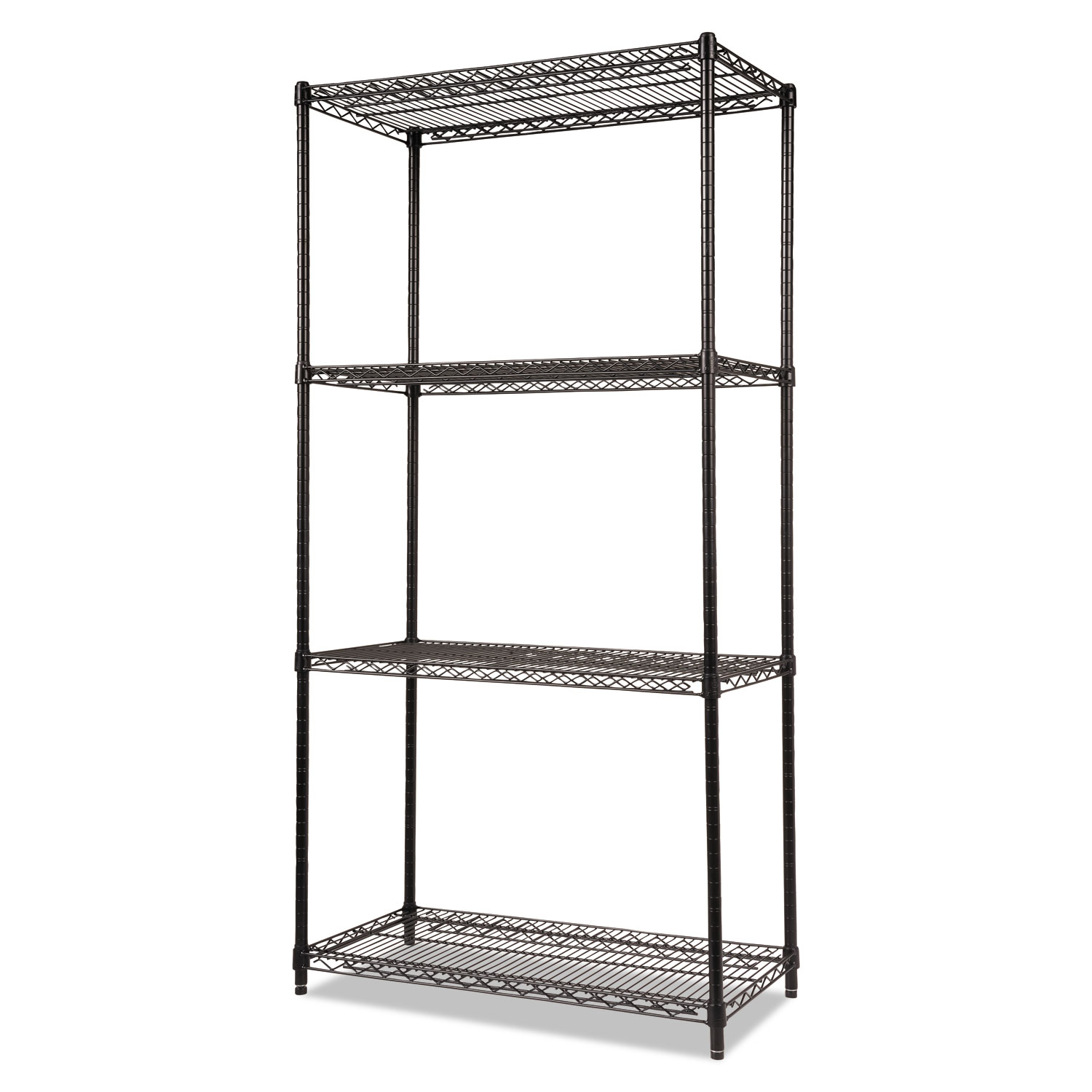 NSF Certified Industrial 4Shelf Wire Shelving Kit, 36 x 18 x 72, Black