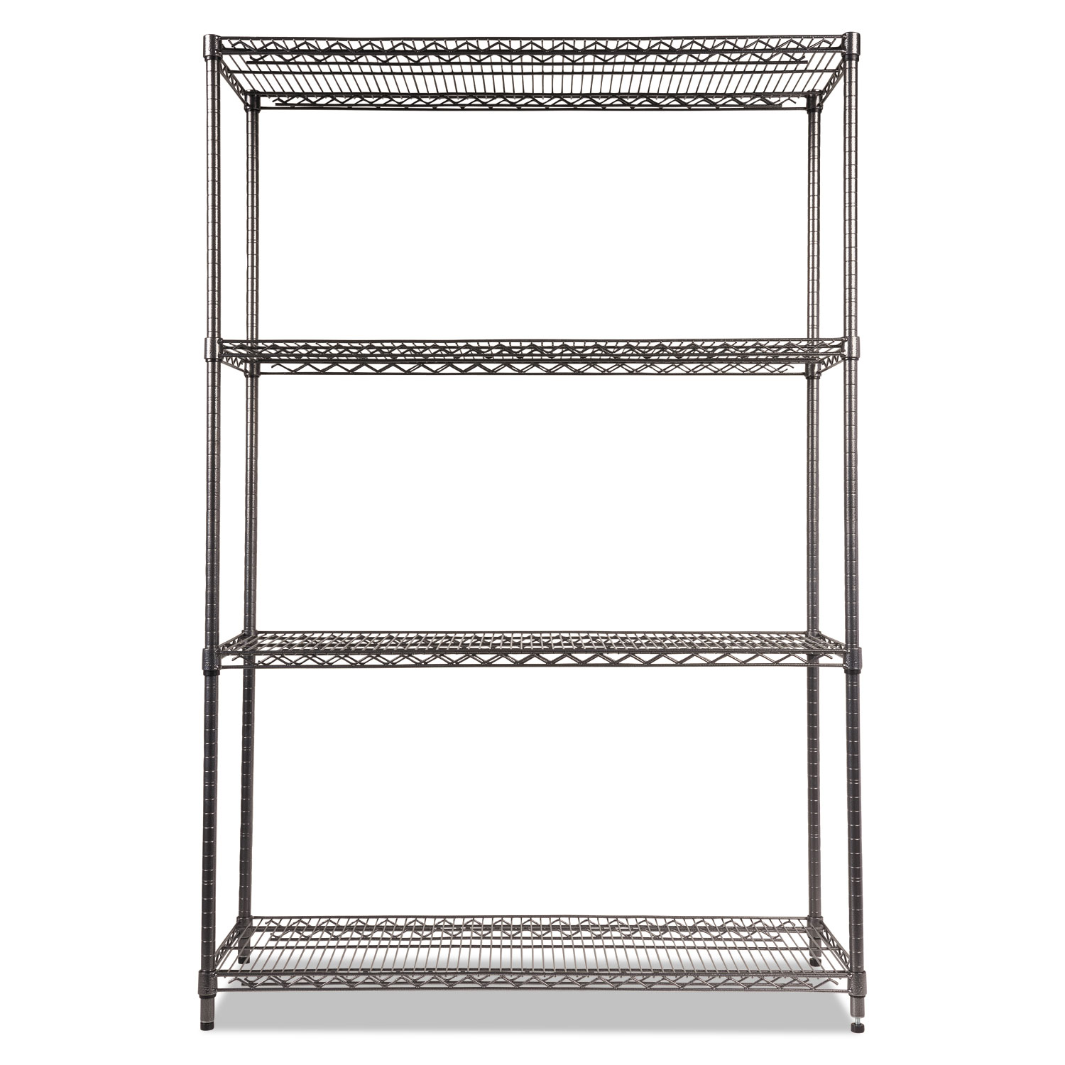 Wire Shelving Starter Kit, Four-Shelf, 48w x 18d x 72h, Black Anthracite