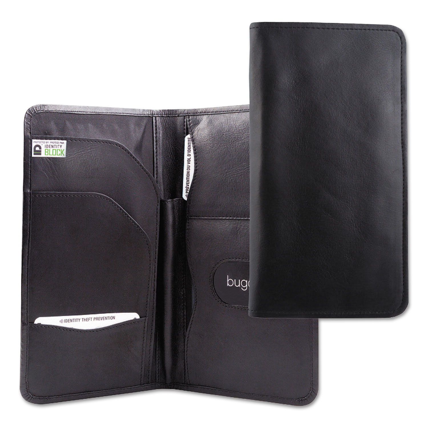 Passport/Document Holder, Black, Leather, 4 3/4 x 9