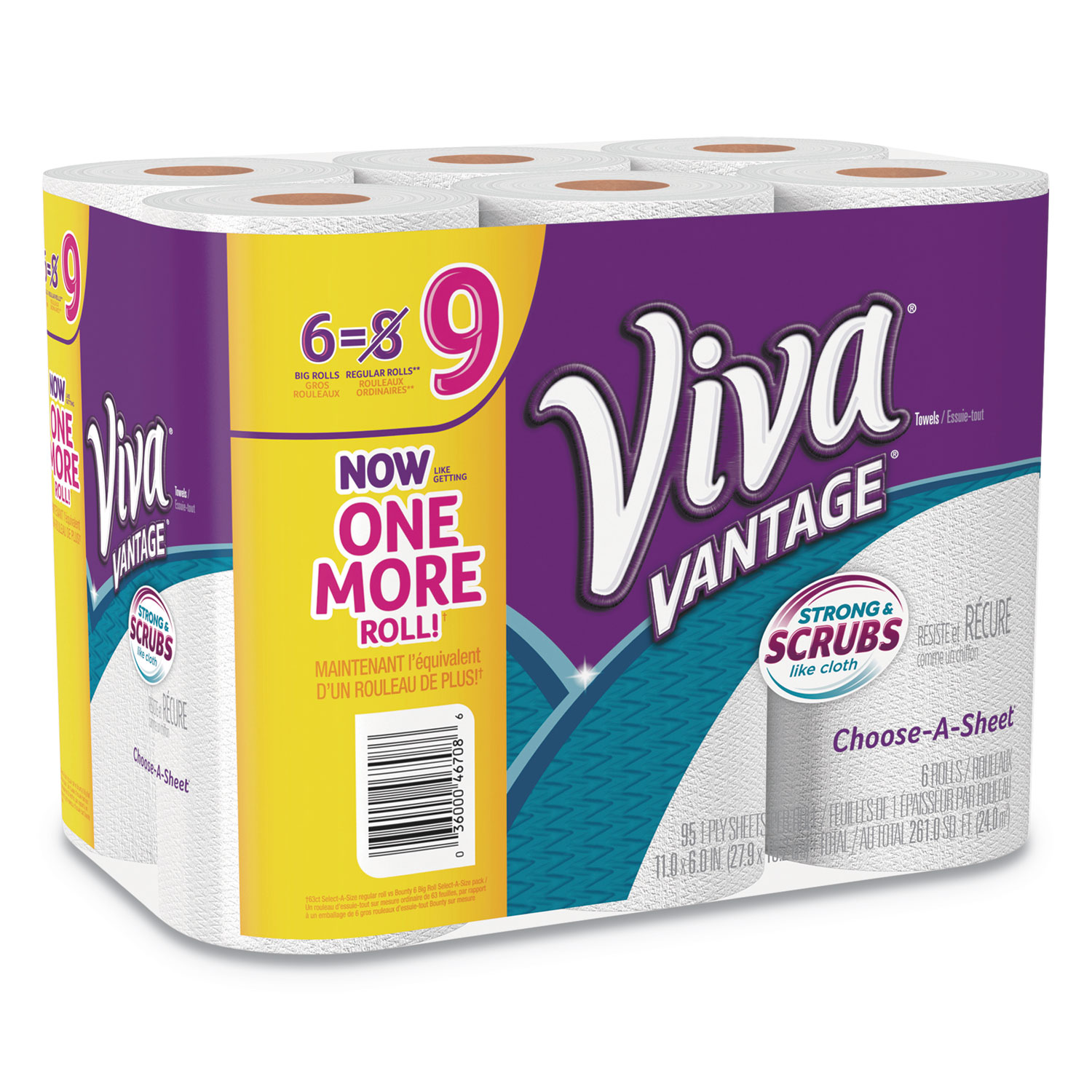 Viva Vantage Multi-Surface Cloth Choose-A-Sheet Paper Towels 1 Ply, 11 x 5.9, White, 83 Sheets/Roll, 6 Rolls/Pack, 4 Packs/Carton