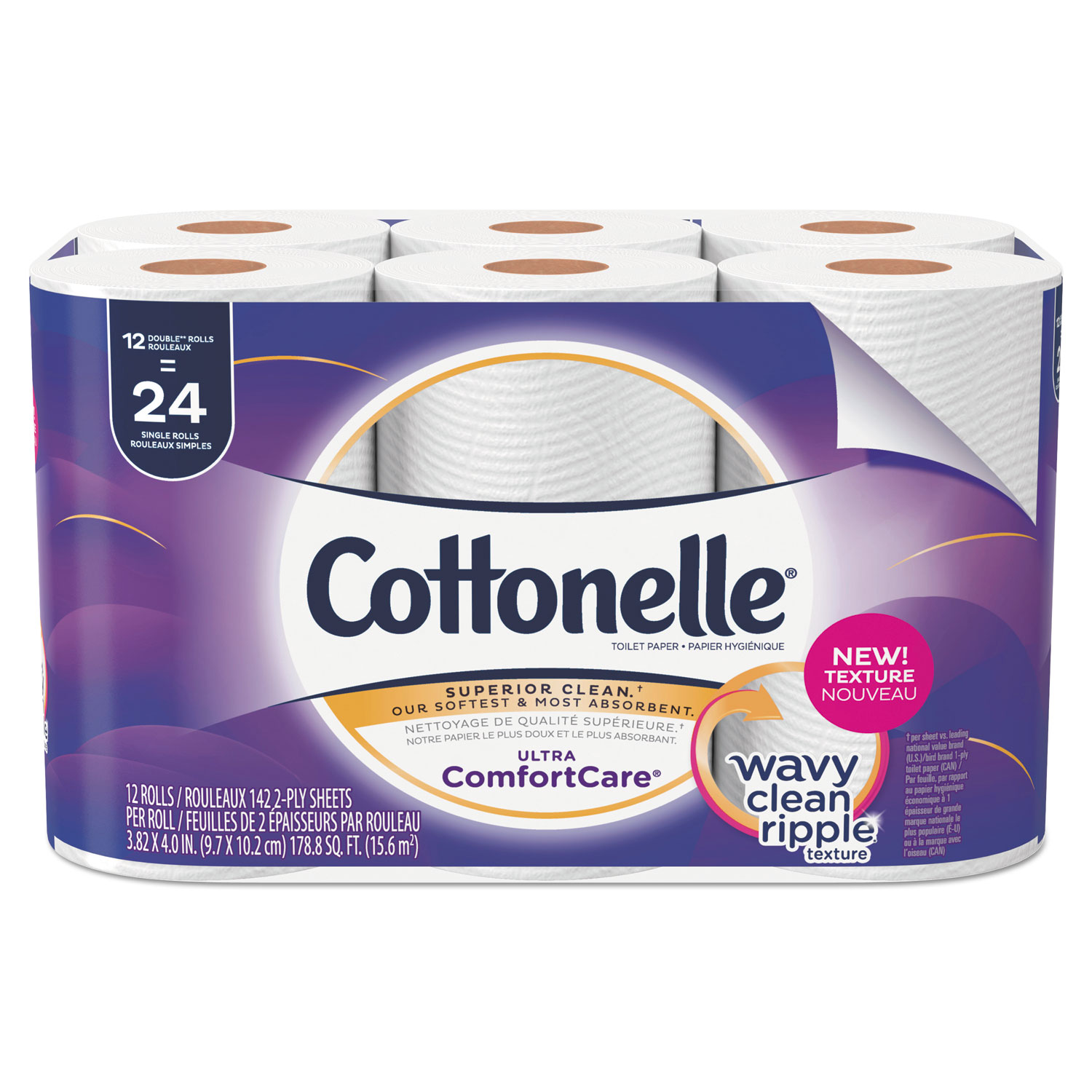  Cottonelle 48605 Ultra ComfortCare Toilet Paper, Soft Tissue, Septic Safe, 2 Ply, 142/Roll, 12 Rolls/Pack, 4 Packs/Carton (KCC48605) 