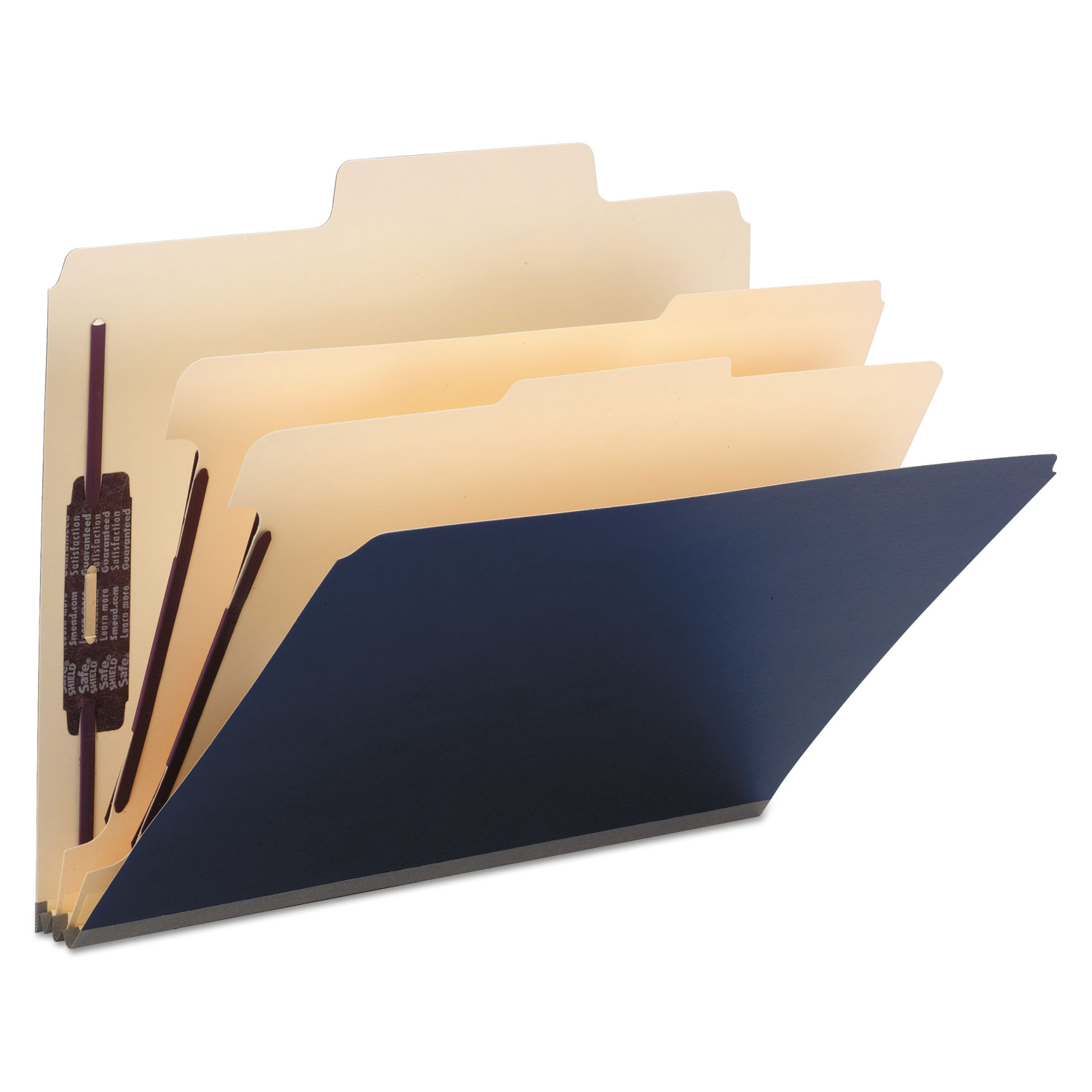  Smead 14010 SuperTab Colored Classification Folders, SafeSHIELD Coated Fastener Technology, 2 Dividers, Letter Size, Dark Blue, 10/Box (SMD14010) 