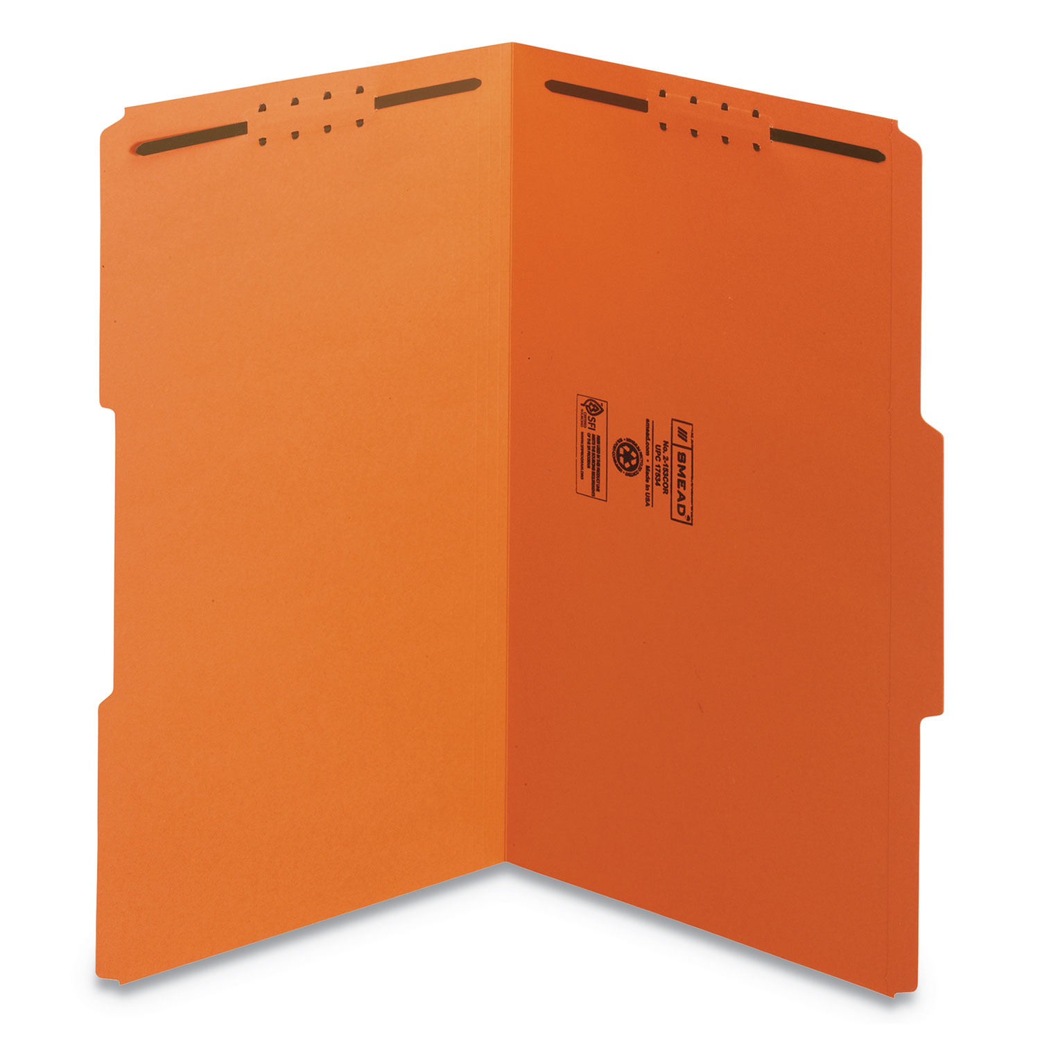  Smead 17540 Top Tab Colored 2-Fastener Folders, 1/3-Cut Tabs, Legal Size, Orange, 50/Box (SMD17540) 