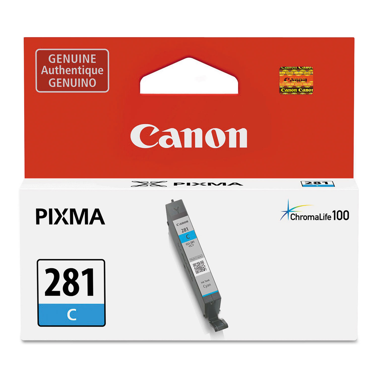  Canon 2088C001 2088C001 (CLI-281) ChromaLife100+ Ink, 259 Page-Yield, Cyan (CNM2088C001) 
