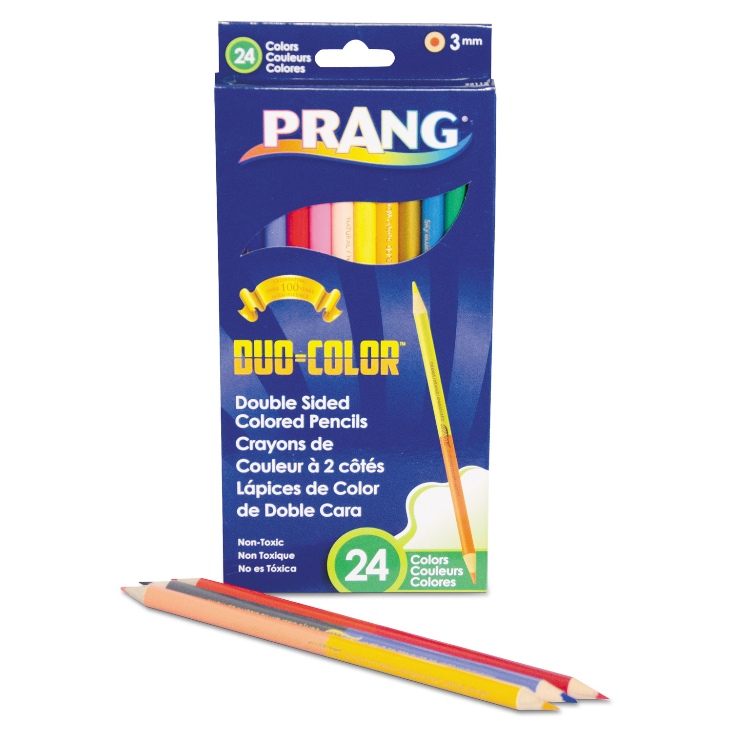  Prang 22112 Duo-Color Colored Pencil Sets, 3 mm, 2B (#1), Assorted Lead/Barrel Colors, Dozen (DIX22112) 
