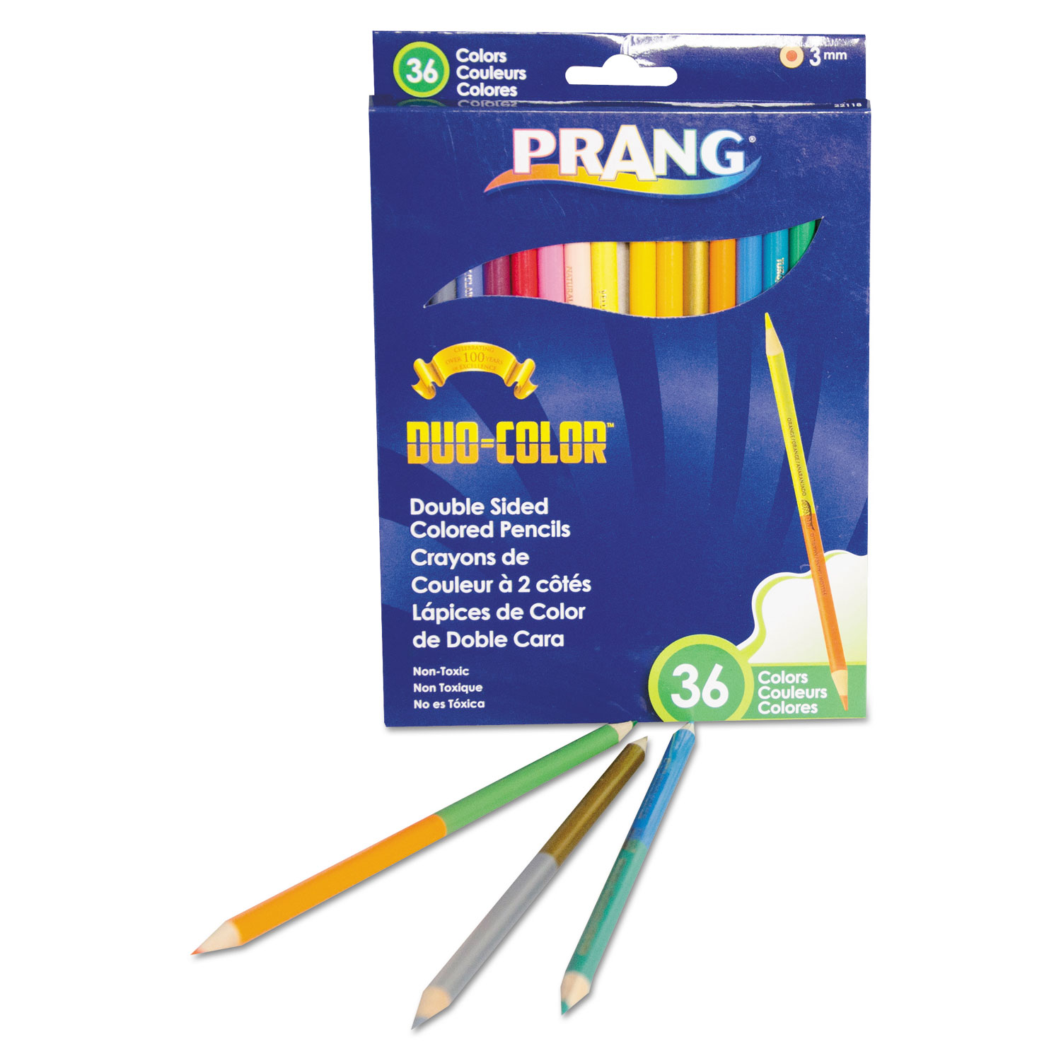  Prang 22118 Duo-Color Colored Pencil Sets, 3 mm, 2B (#1), Assorted Lead/Barrel Colors, 18/Pack (DIX22118) 