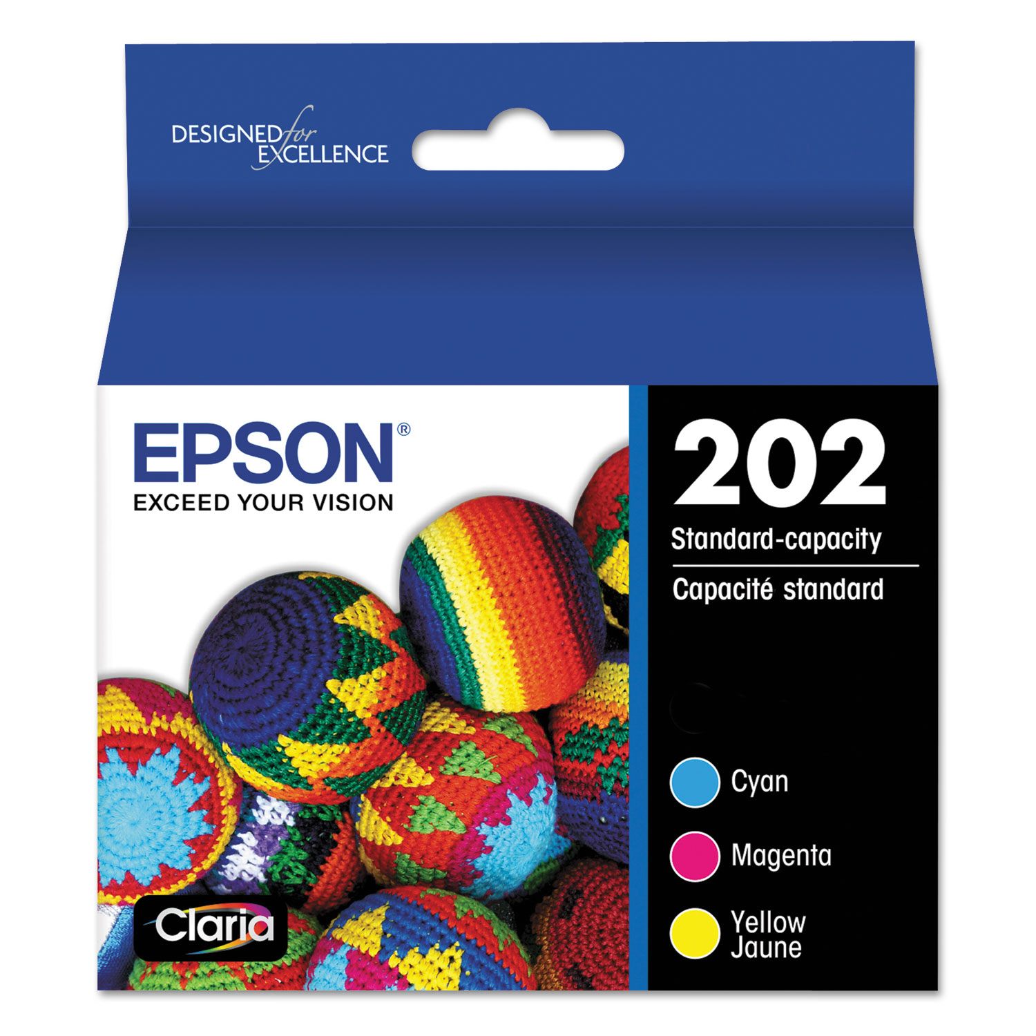 Epson T202520-S T202520S (202) Claria Ink, 165 Page-Yield, Cyan/Magenta/Yellow (EPST202520S) 