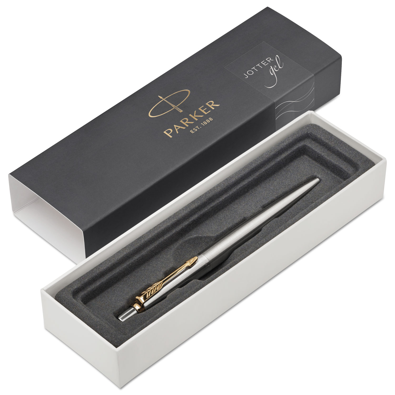  Parker 2020647 Jotter Retractable Gel Pen Gift Box, 0.7mm, Black Ink, Stainless Steel Barrel (PAR2020647) 