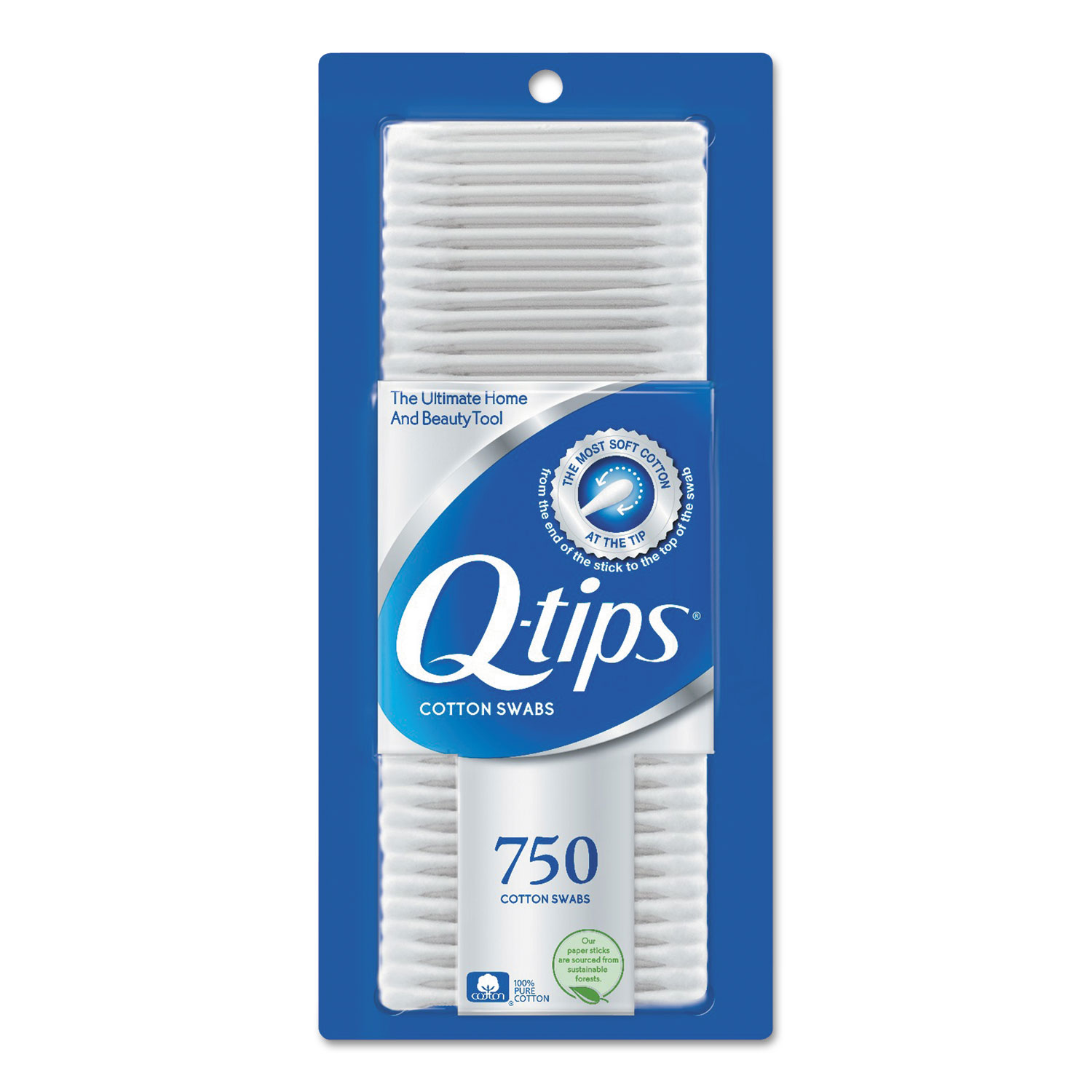  Q-tips 09824CT Cotton Swabs, 750/Pack, 12/Carton (UNI09824CT) 