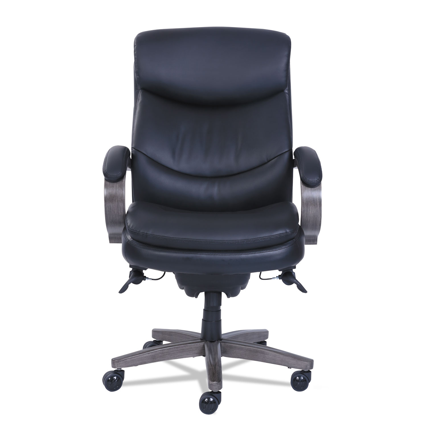 Woodbury High-Back Executive Chair, Supports up to 300 lbs., Black Seat/Black Back, Weathered Gray Base