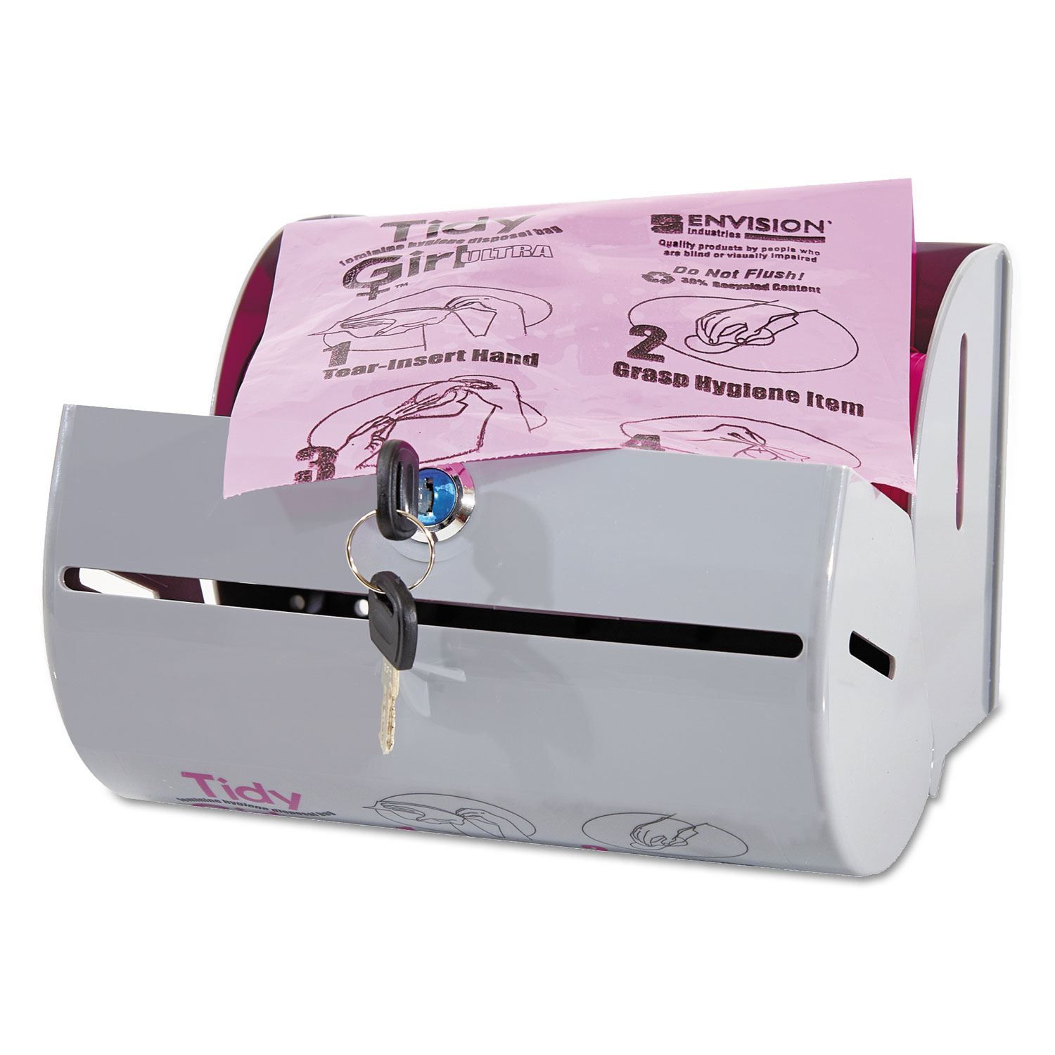  Tidy Girl TGUDPV2 Plastic Feminine Hygiene Disposal Bag Dispenser, Gray (STOTGUDPV2) 