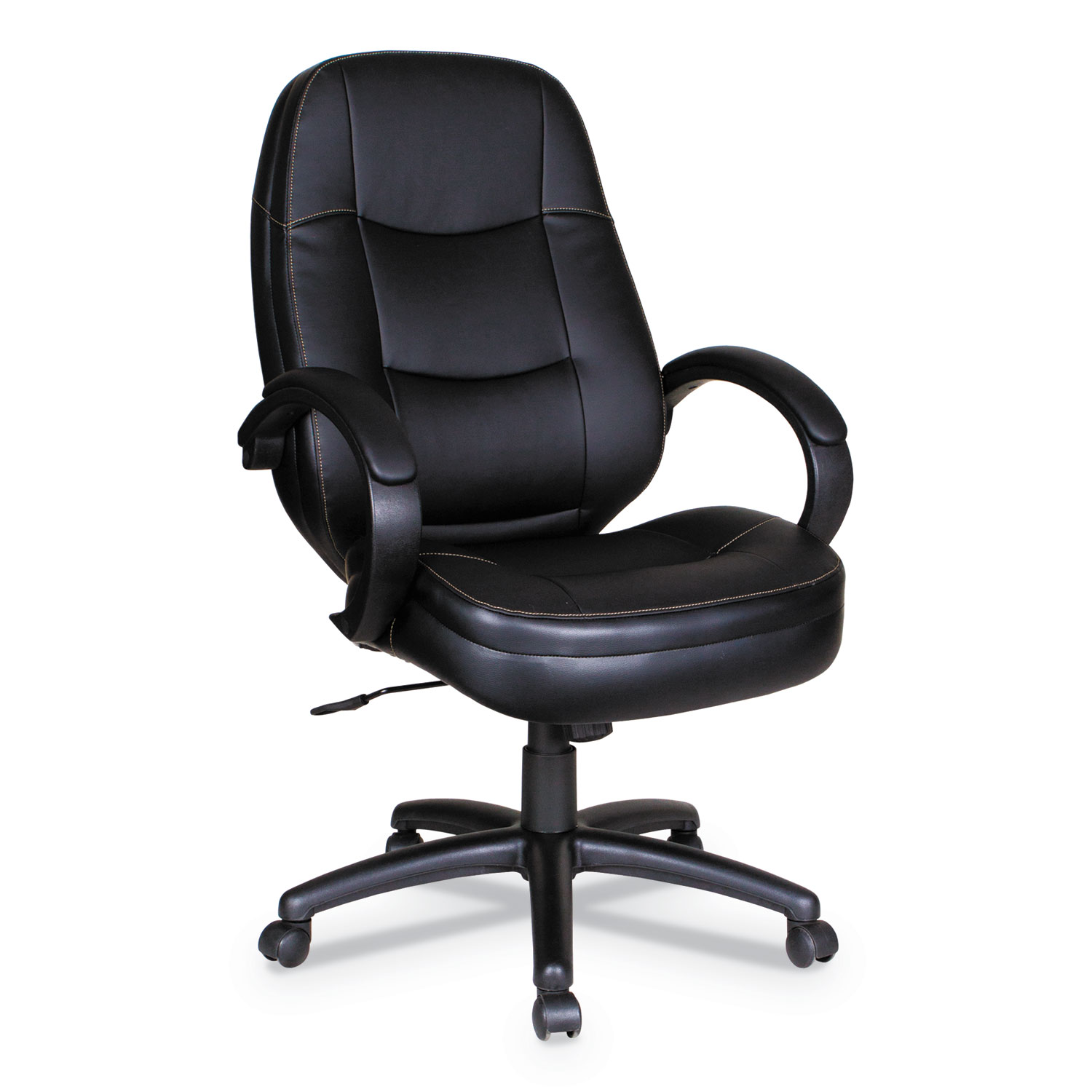  Alera ALEPF4119 Alera PF Series High-Back Leather Office Chair, Supports up to 275 lbs., Black Seat/Black Back, Black Base (ALEPF4119) 