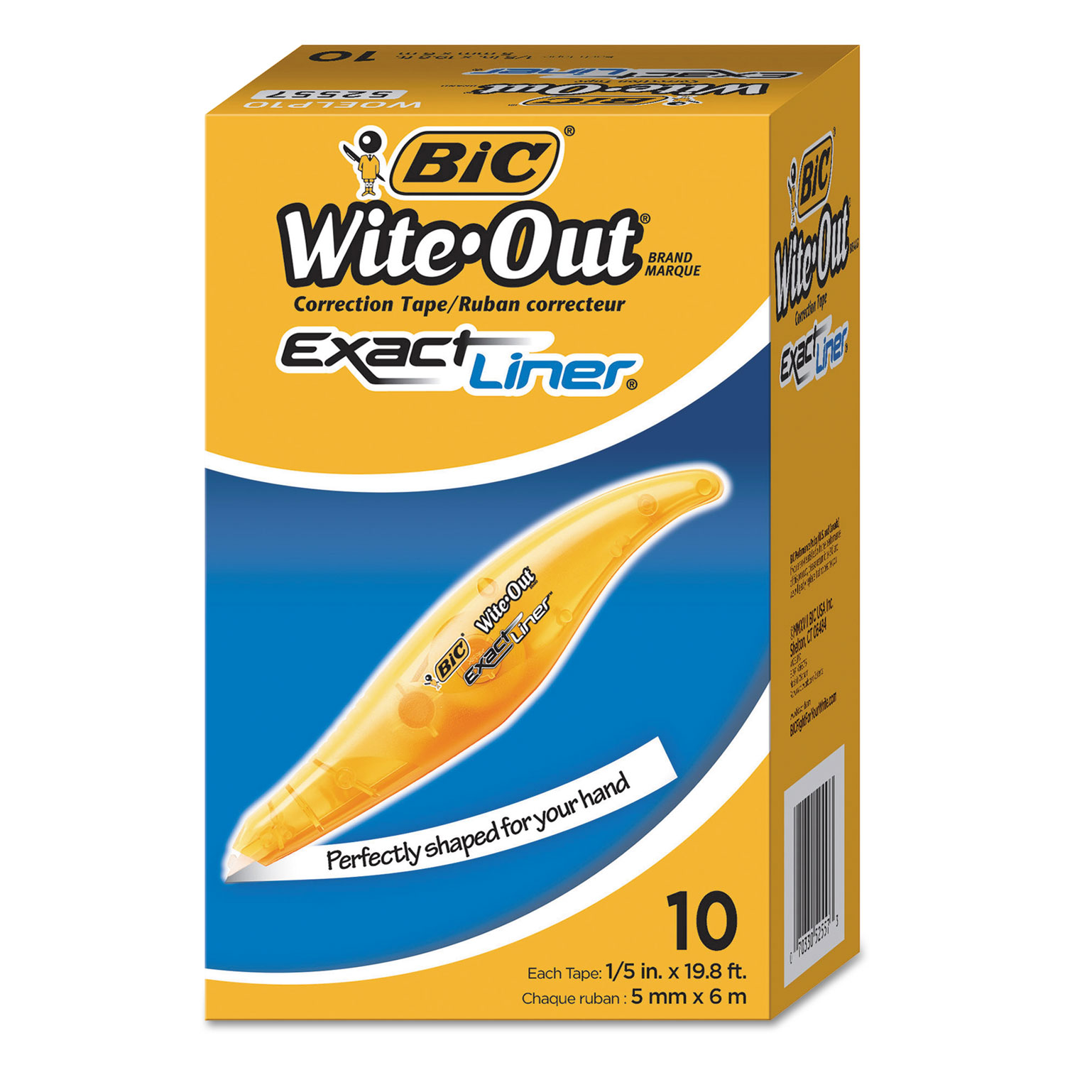  BIC WOELP10 Wite-Out Brand Exact Liner Correction Tape, Non-Refillable, 1/5 x 236, 10/BX (BICWOELP10) 