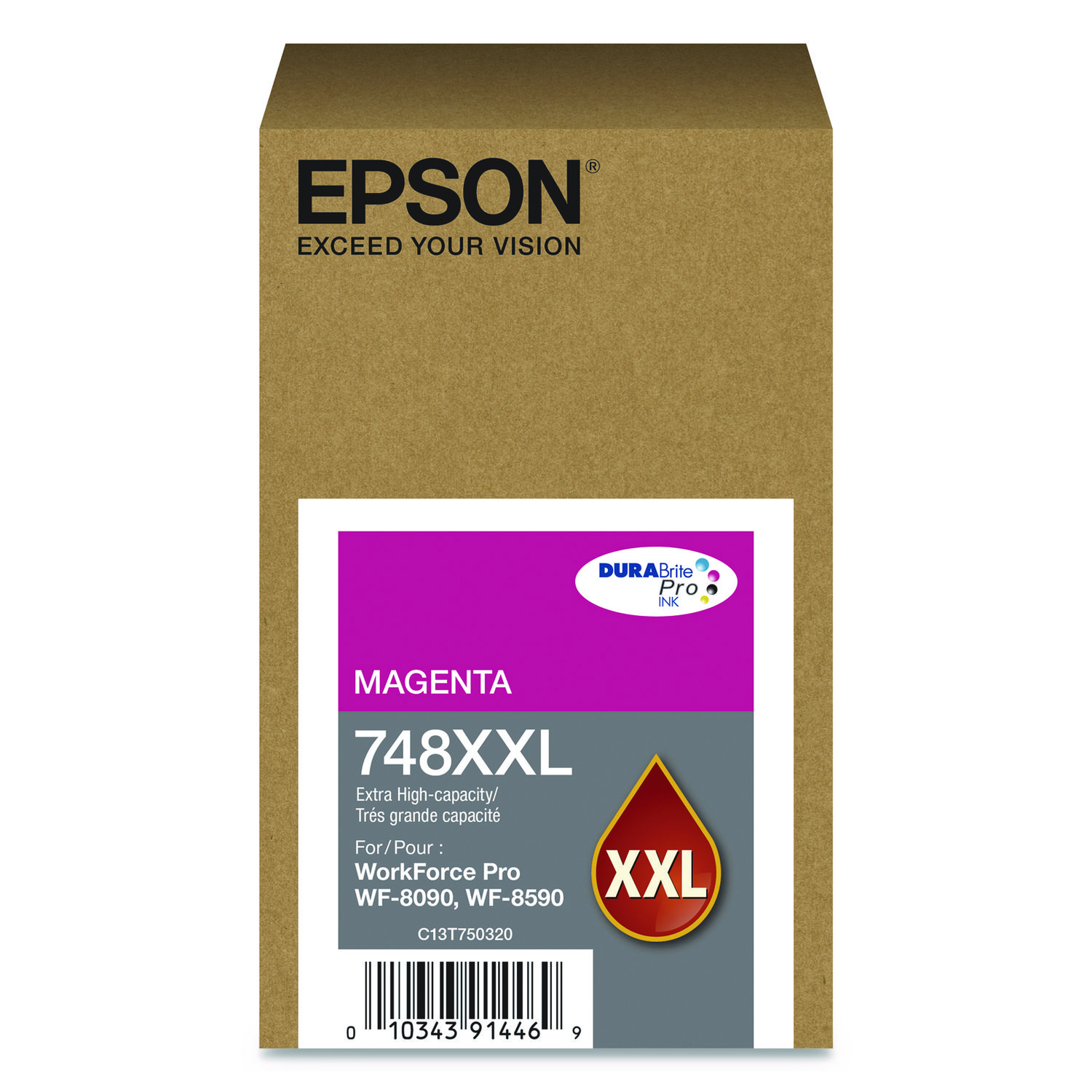 Epson T748XXL320 T748XXL320 (748XXL) DURABrite Pro Extra High-Yield Ink, 7000 Page-Yield, Magenta (EPST748XXL320) 