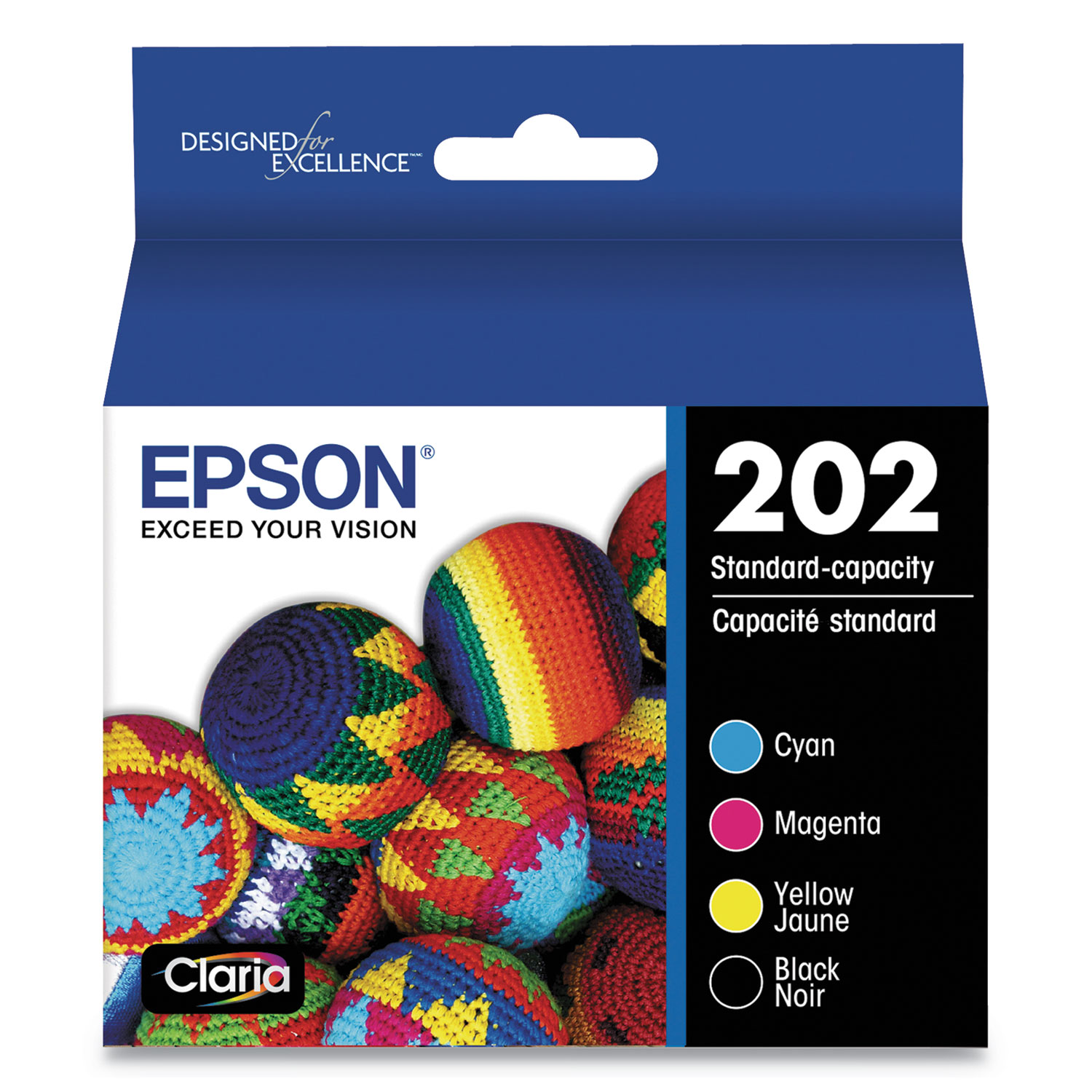  Epson T202120-BCS T202120BCS (202) Claria Ink, Black/Cyan/Magenta/Yellow (EPST202120BCS) 