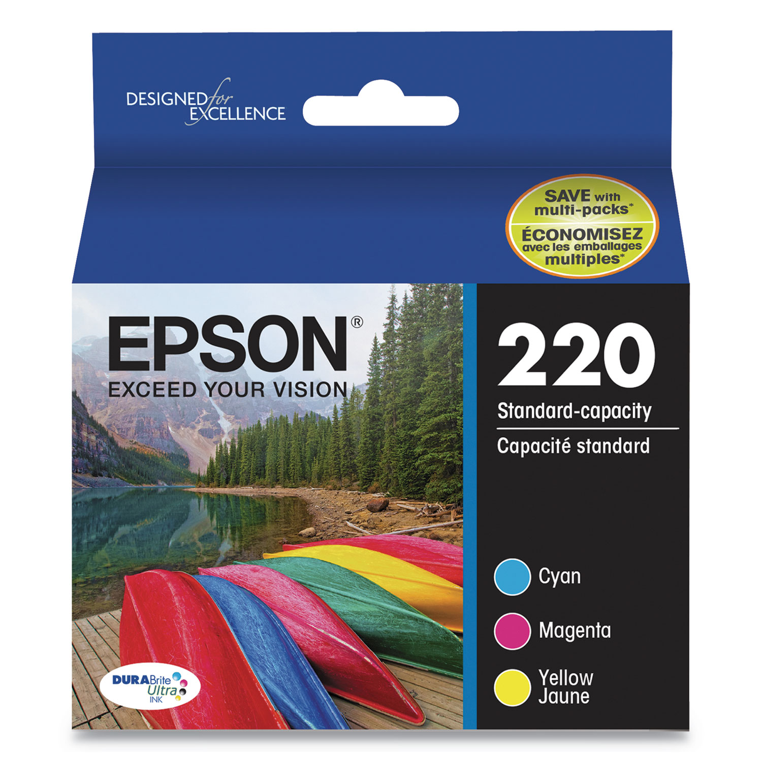  Epson T220520S T220520S (220) DURABrite Ultra Ink, 165 Page-Yield, Cyan/Magenta/Yellow (EPST220520S) 