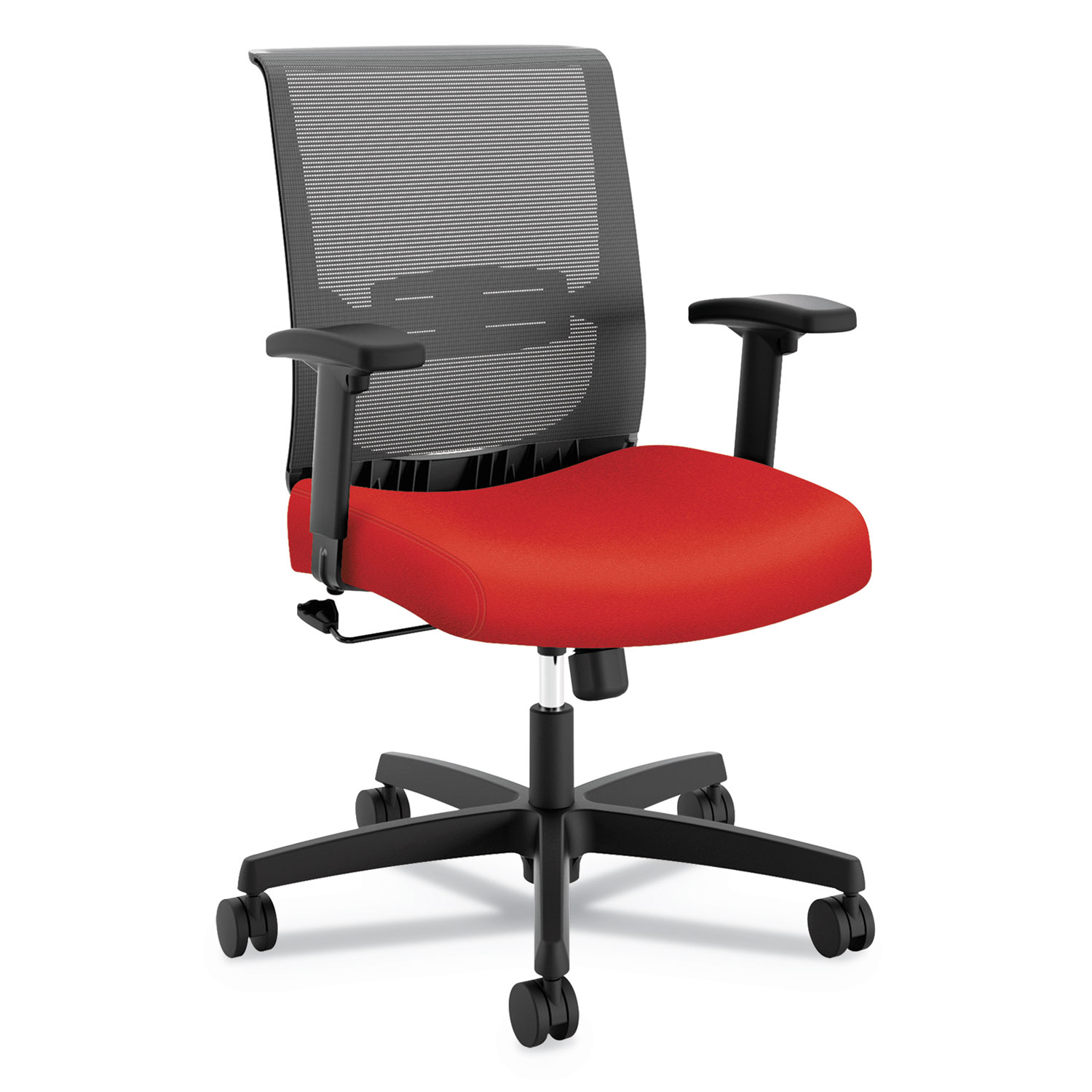 Convergence Mid-Back Task Chair with Swivel-Tilt Control, Supports up to 275 lbs., Red Seat, Black Back, Black Base