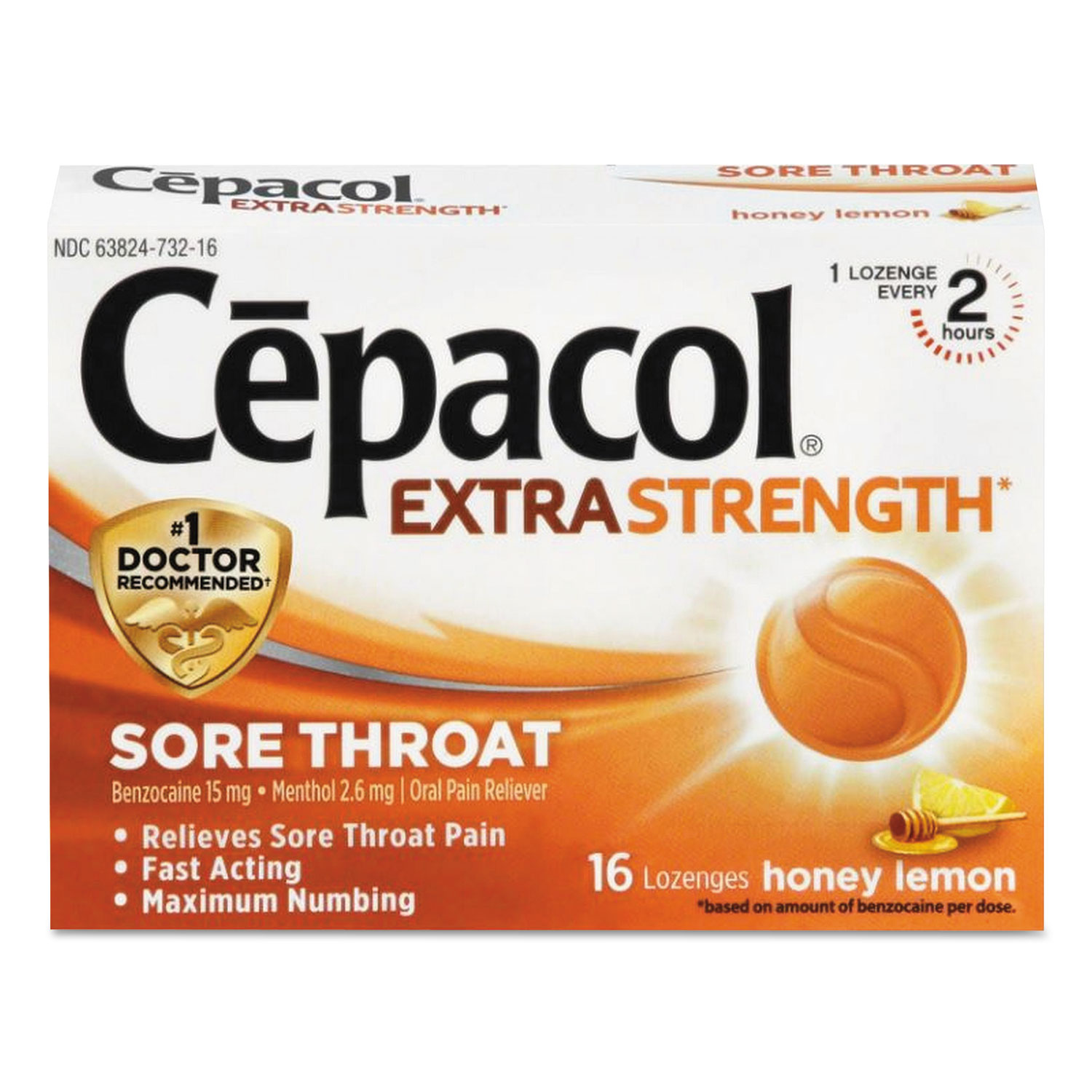  Cepacol 63824-73016 Extra Strength Sore Throat Lozenges, Honey Lemon, 16 Lozenges (RAC73016) 