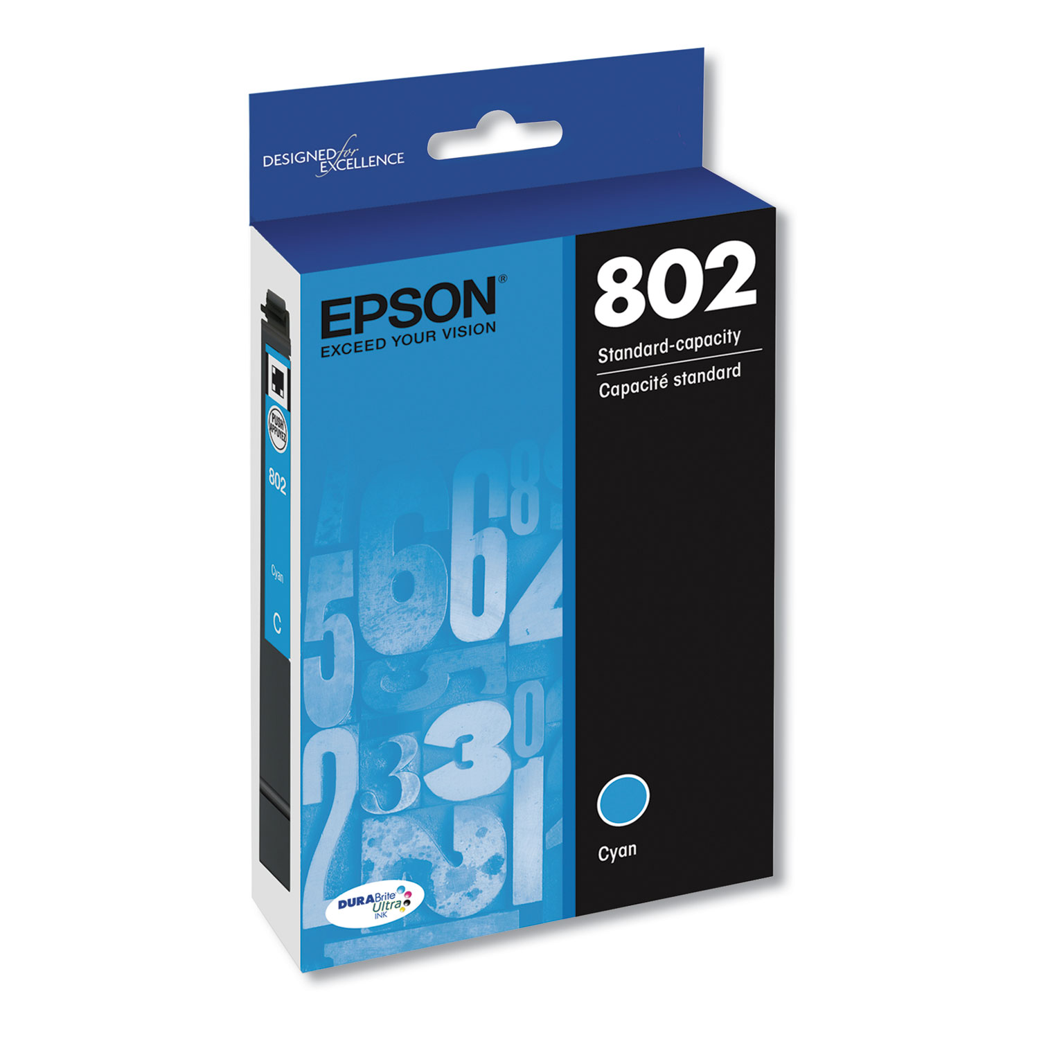  Epson T802220S T802220S (802) DURABrite Ultra Ink, 650 Page-Yield, Cyan (EPST802220S) 