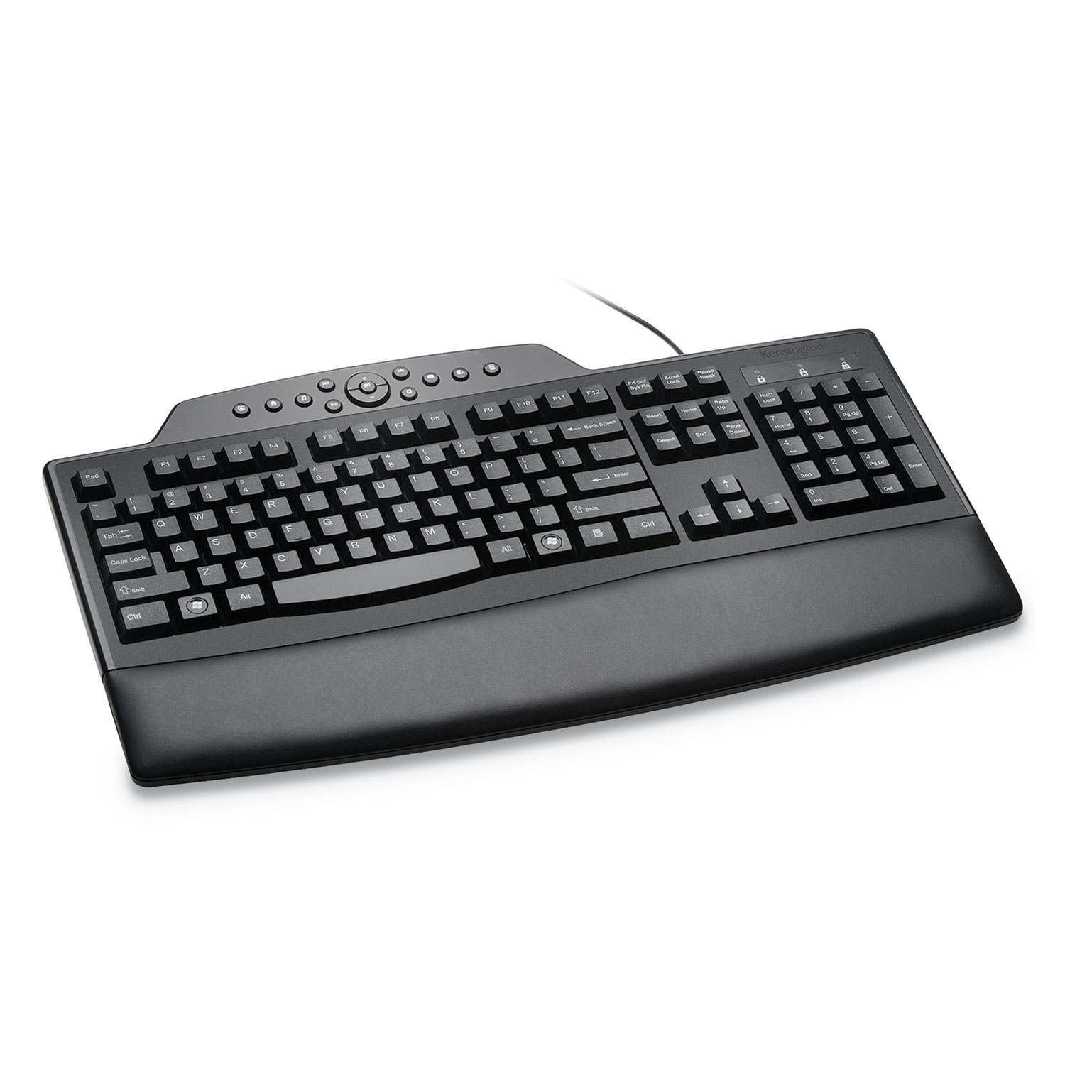  Kensington K72402US Pro Fit Comfort Keyboard, Internet/Media Keys, Wired, Black (KMW72402) 