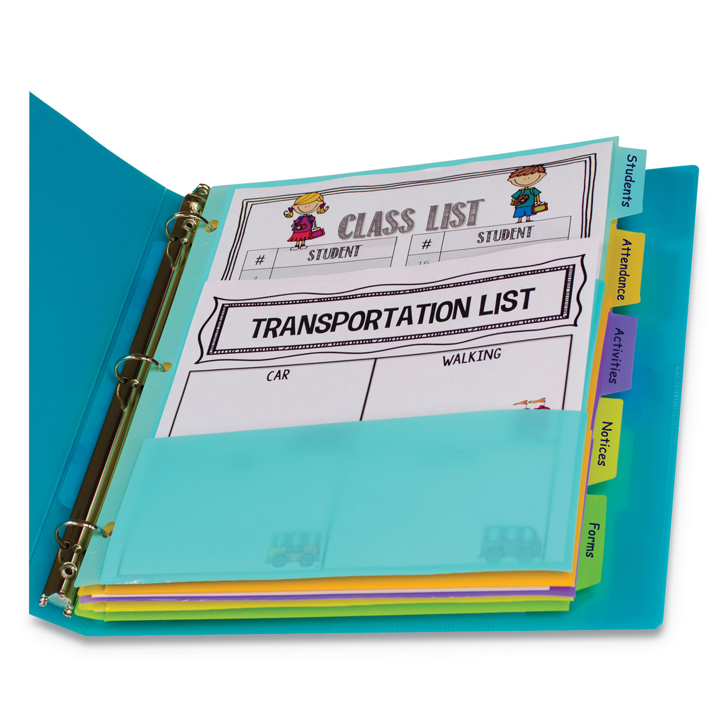  C-Line 07650 Index Dividers with Multi-Pockets, 5-Tab, 11.5 x 10, Assorted, 1 Set (CLI07650) 