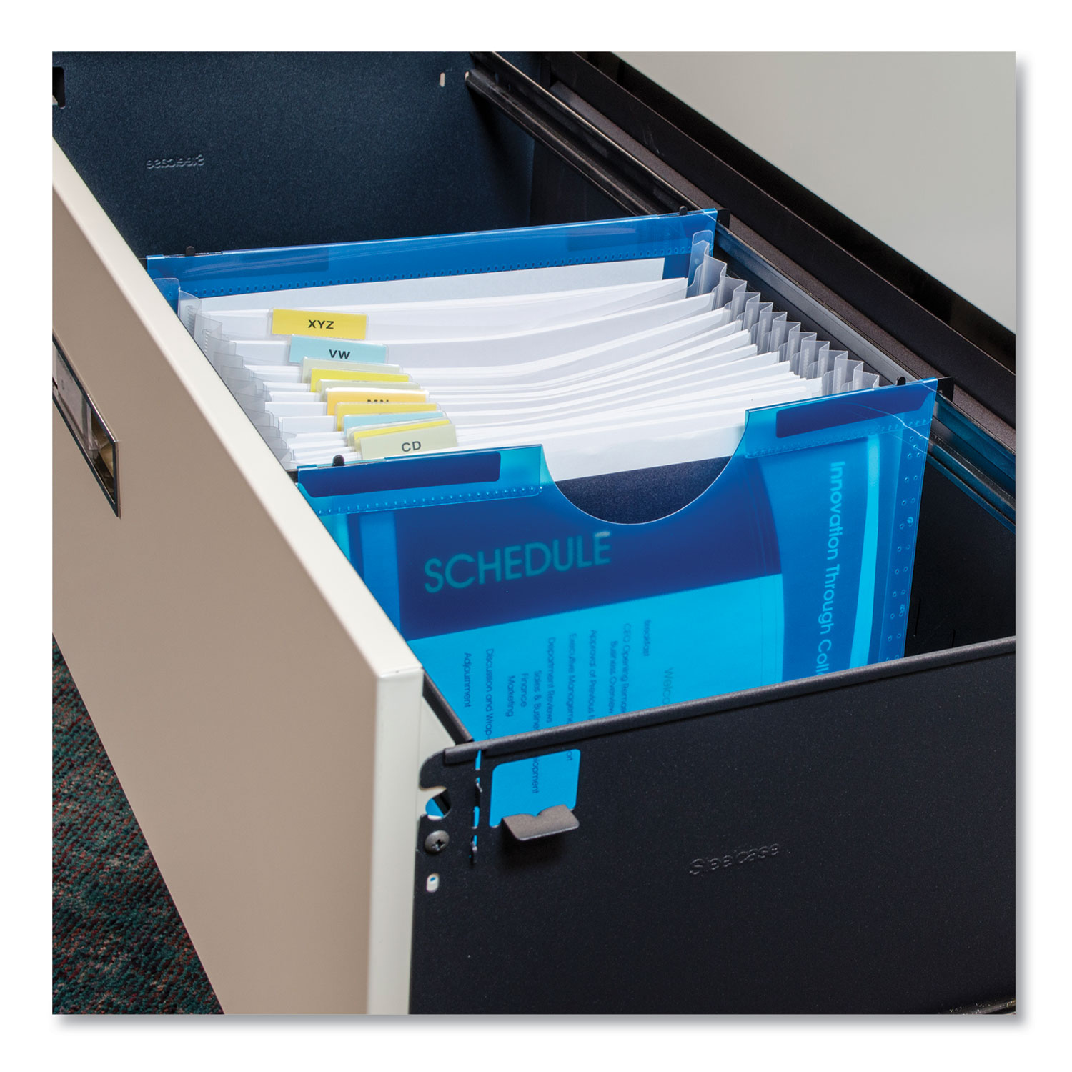  C-Line 58215 Expanding File w/ Hanging Tabs, 1 Expansion, 13 Sections, Letter Size, Blue (CLI58215) 