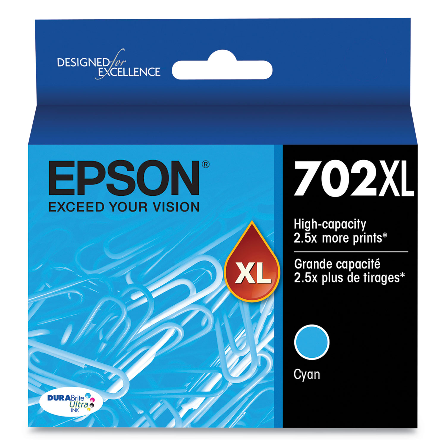  Epson T702XL220-S T702XL220S (702XL) DURABrite Ultra High-Yield Ink, 950 Page-Yield, Cyan (EPST702XL220S) 