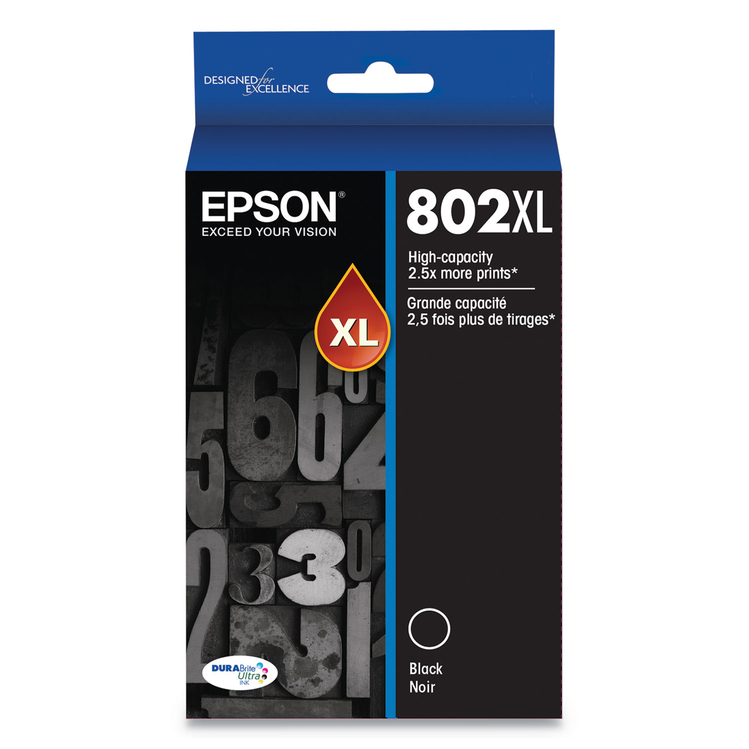  Epson T802XL120-S T802XL120S (802XL) DURABrite Ultra High-Yield Ink, 2600 Page-Yield, Black (EPST802XL120S) 
