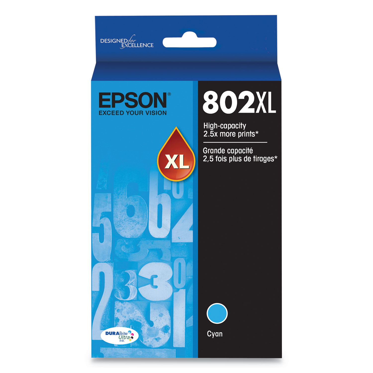  Epson T802XL220-S T802XL220S (802XL) DURABrite Ultra High-Yield Ink, 1900 Page-Yield, Cyan (EPST802XL220S) 