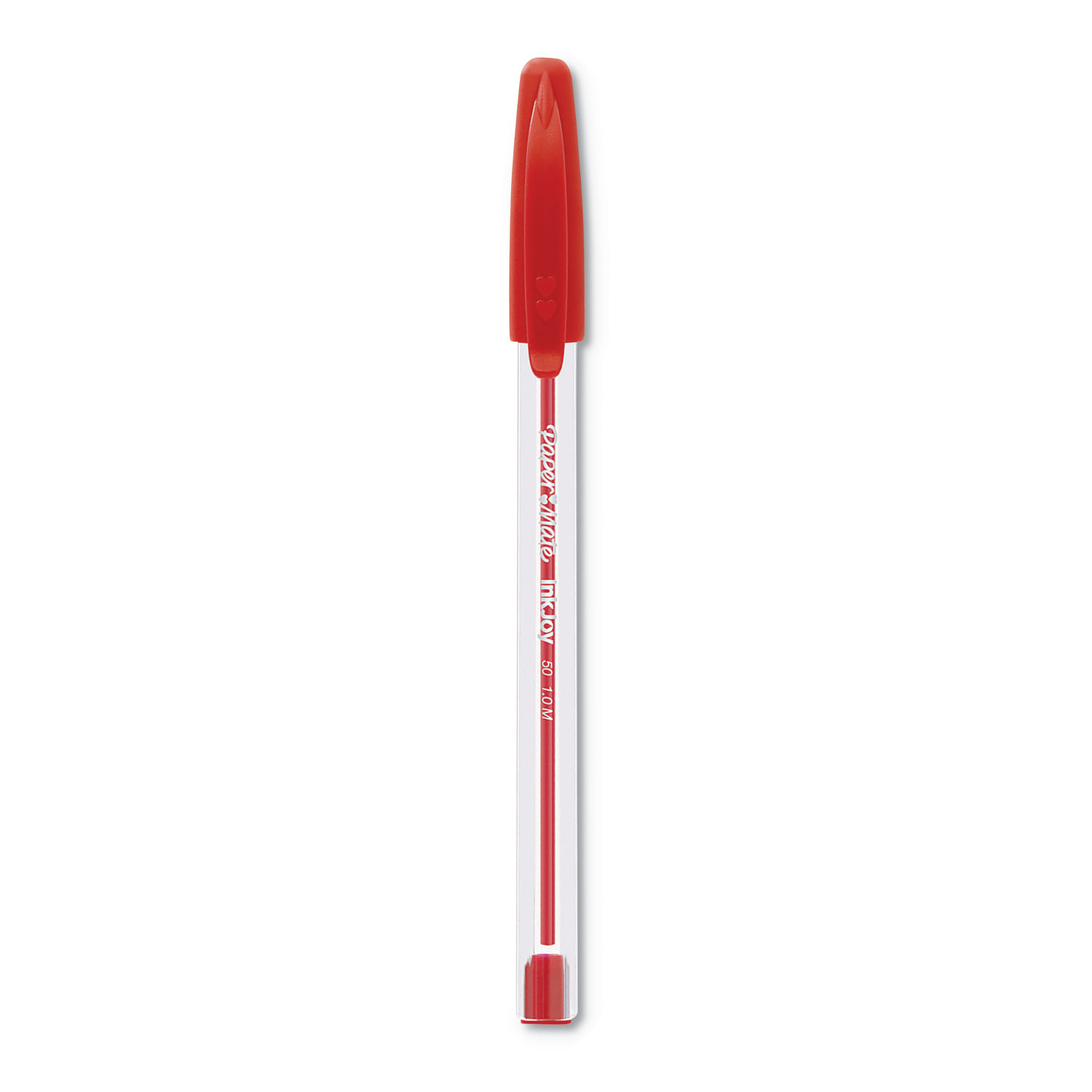 InkJoy 50ST Stick Ballpoint Pen, Medium 1mm, Red Ink, Clear Barrel, Dozen