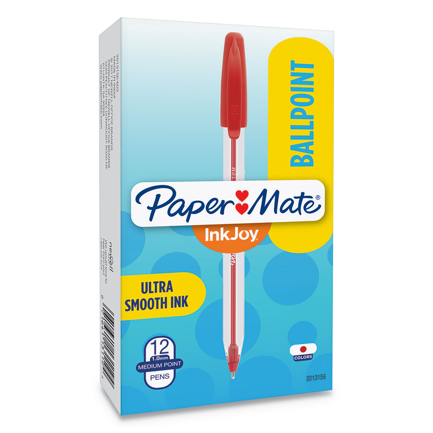  Paper Mate 2013156 InkJoy 50ST Stick Ballpoint Pen, Medium 1mm, Red Ink, Clear Barrel, Dozen (PAP2013156) 