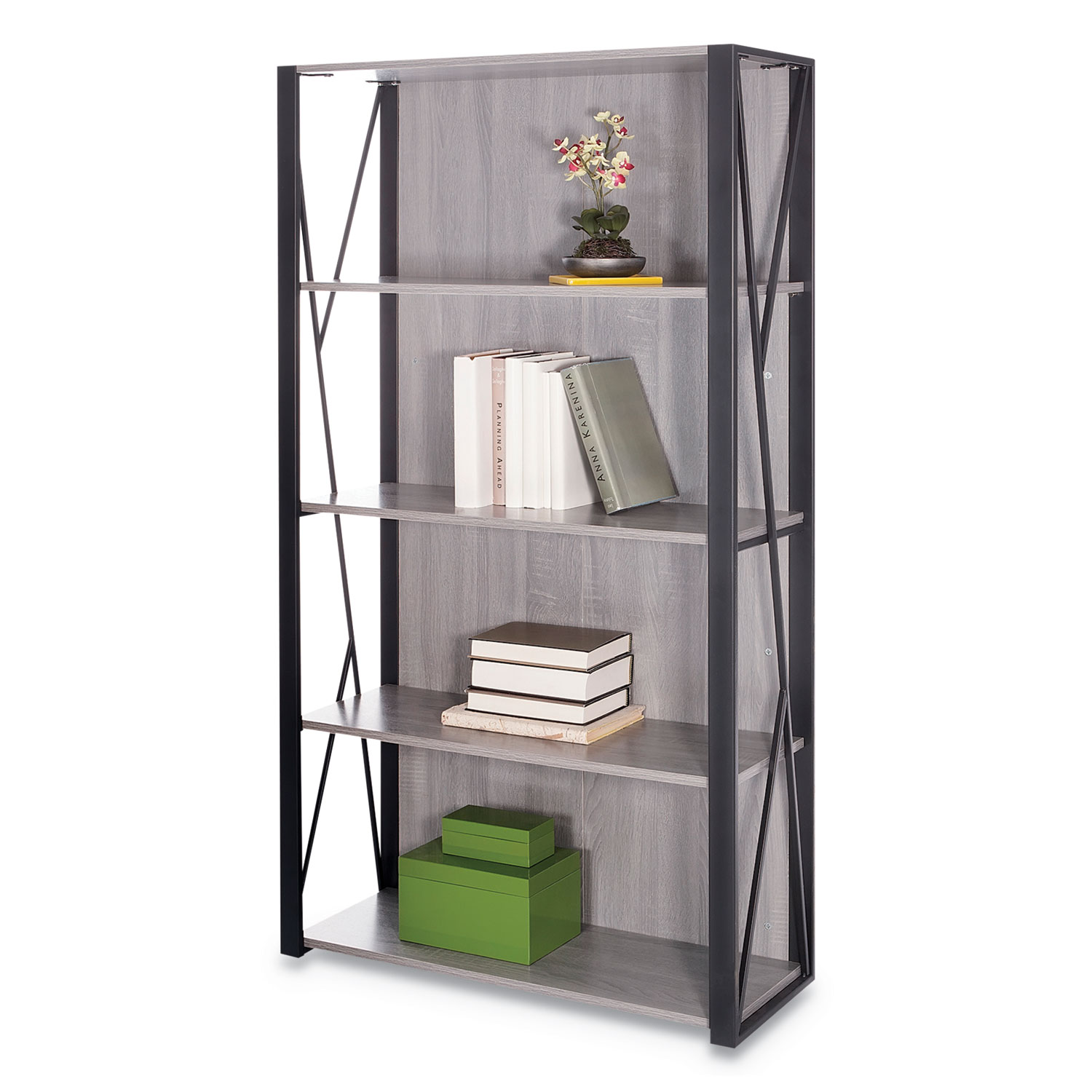  Safco 1903GR Mood Bookcases, 31 3/4w x 12d x 59h, Gray (SAF1903GR) 