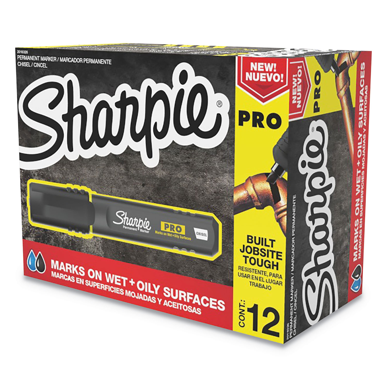  Sharpie 2018326 Pro Permanent Marker, Broad Chisel Tip, Black, Dozen (SAN2018326) 